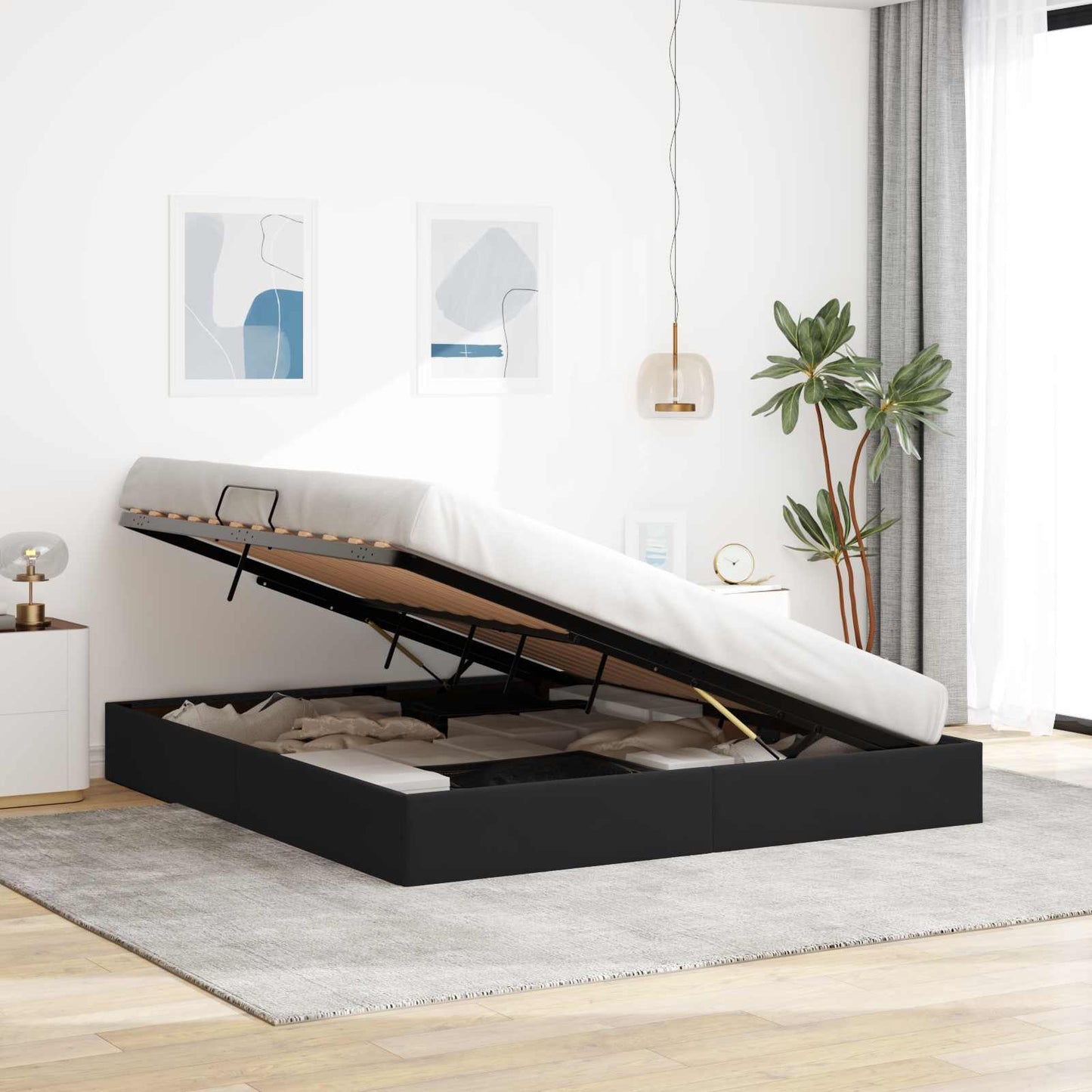vidaXL Κρεβάτι Οθωμανικού Τύπου Μαύρο 180 x 200 cm Βελούδο