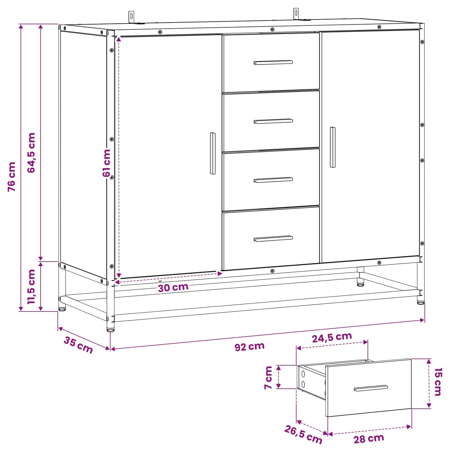 vidaXL Πλαϊνό γραφείο Παλαιωμένο ξύλο 92 x 35 x 76 εκ.