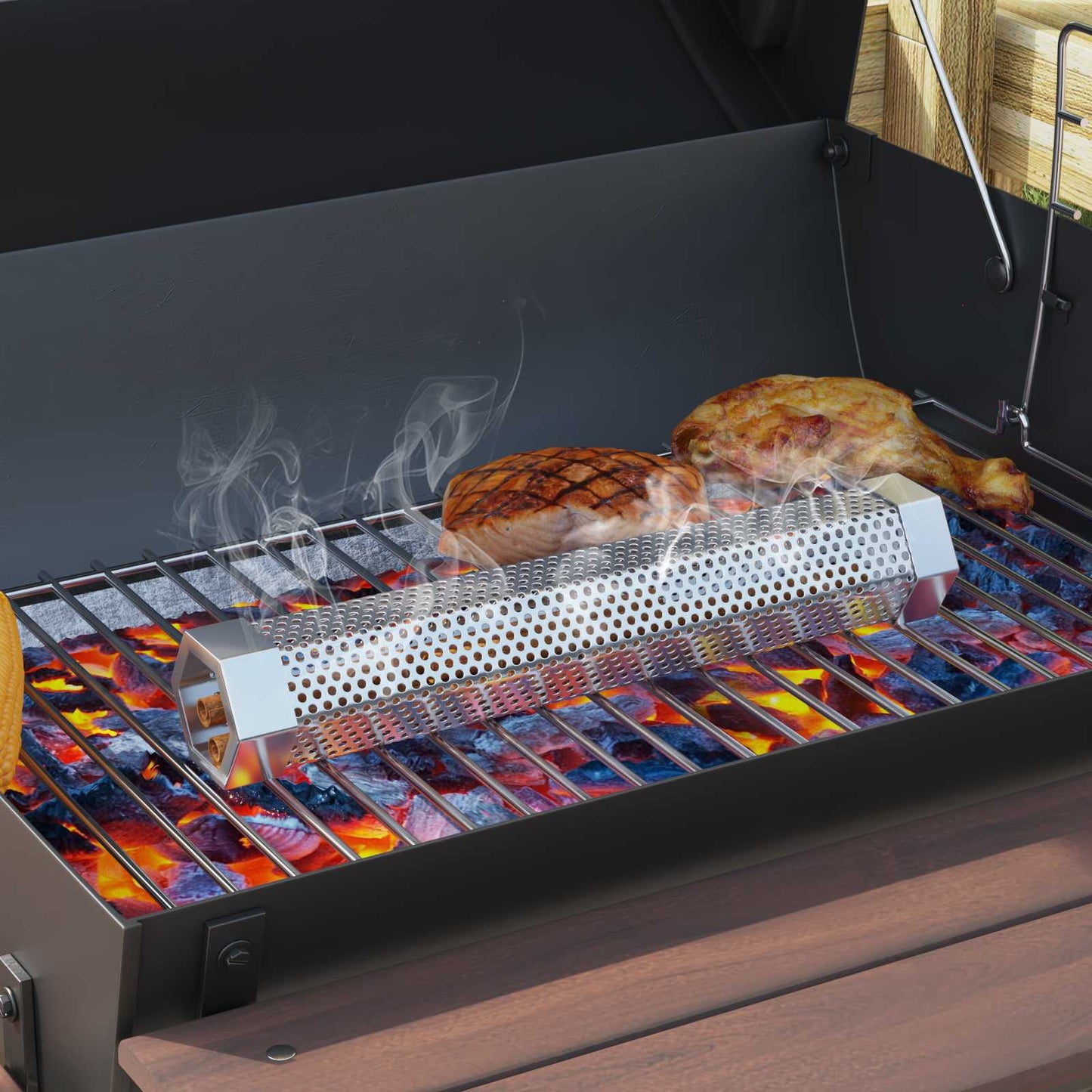 vidaXL Εξωτερική ψησταριά Ø 40 x 80 cm Ατσάλι Μαύρο