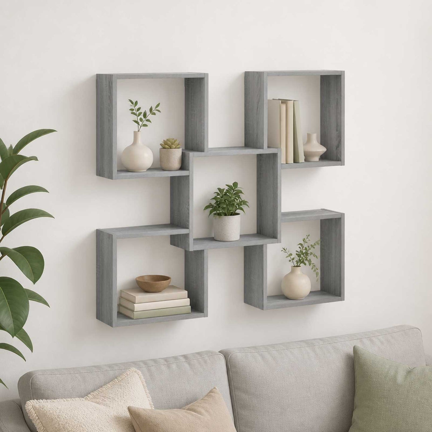 vidaXL Ράφι Τοίχου Γκρι Sonoma 99,5 x 17 x 91 εκ Επεξεργασμένο Ξύλο