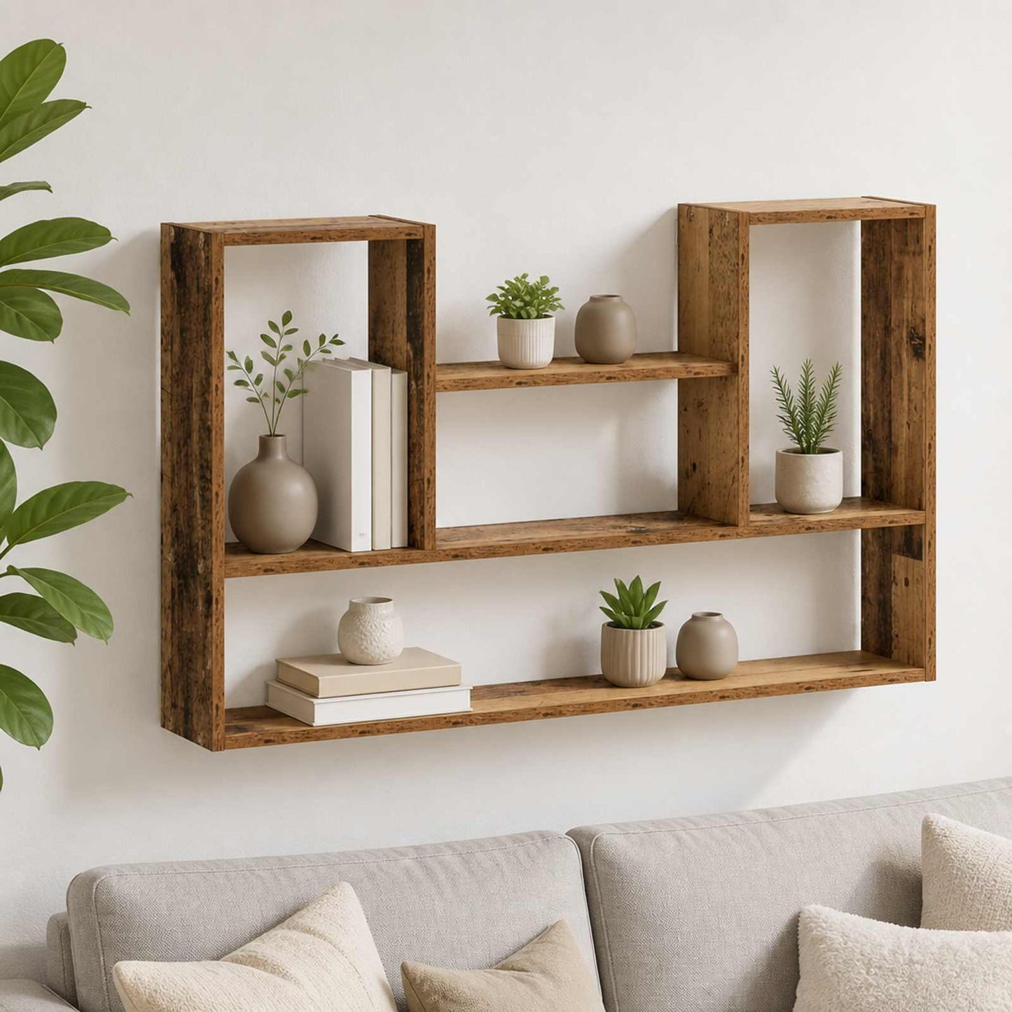 vidaXL Ράφι Τοίχου Παλαιωμένο ξύλο 100 x 17 x 60 cm Επεξεργασμένο Ξύλο