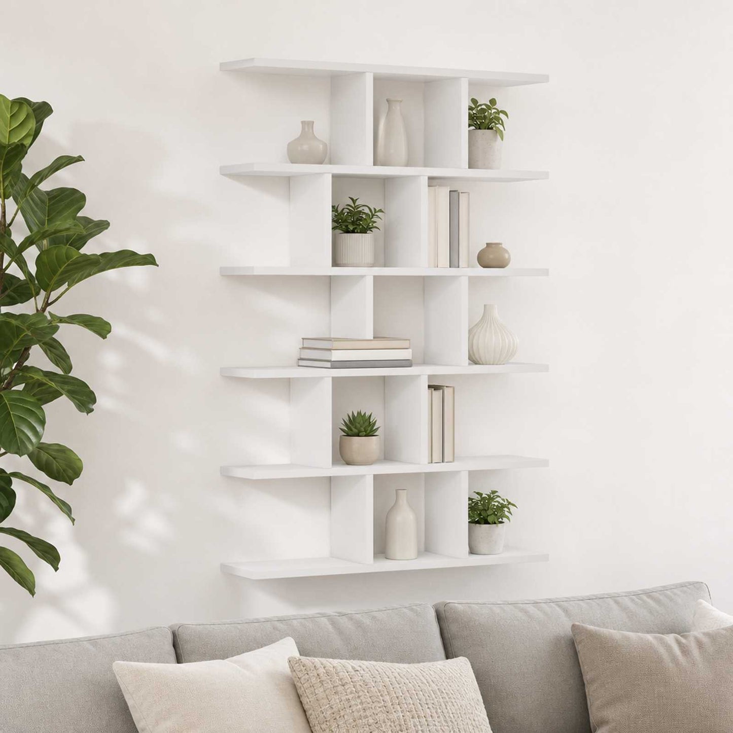 vidaXL Ράφι Τοίχου Λευκό 70 x 17 x 101 εκ. Επεξεργασμένο Ξύλο