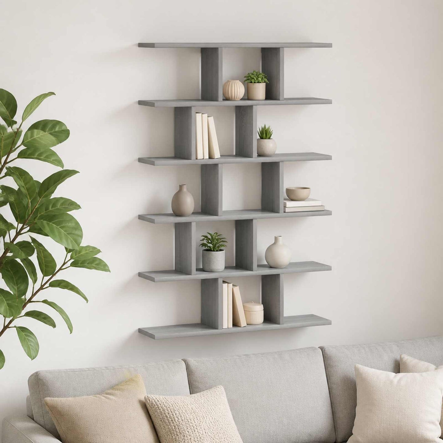 vidaXL Ράφι Τοίχου Γκρι Sonoma 70 x 17 x 101 εκ. Επεξεργασμένο Ξύλο