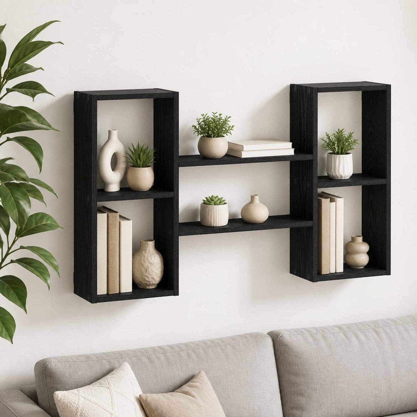 vidaXL Ράφι Τοίχου Μαύρη Δρυς 102 x 17 x 59 εκ. Επεξεργασμένο Ξύλο