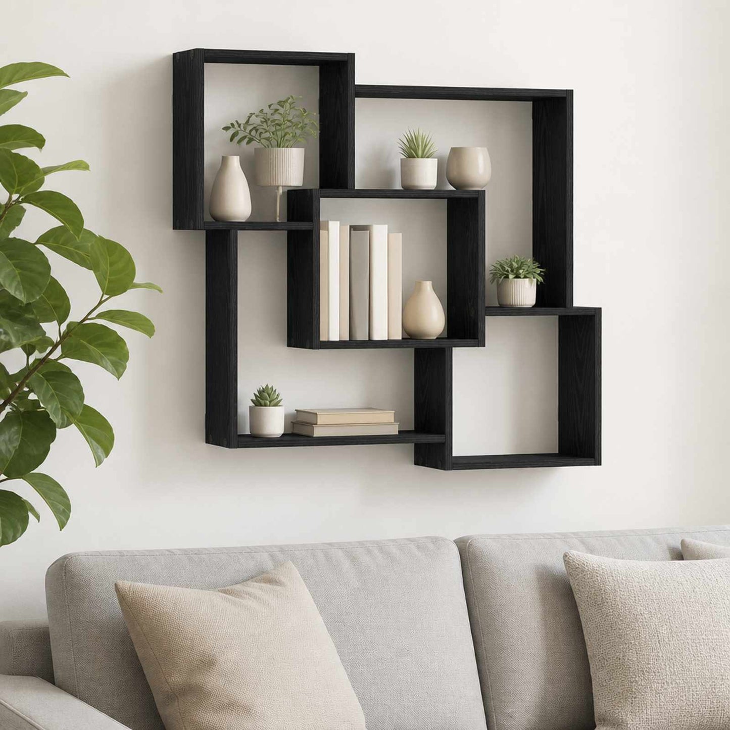 vidaXL Ράφι Τοίχου Μαύρη Δρυς 98 x 17 x 91 cm Επεξεργασμένο Ξύλο