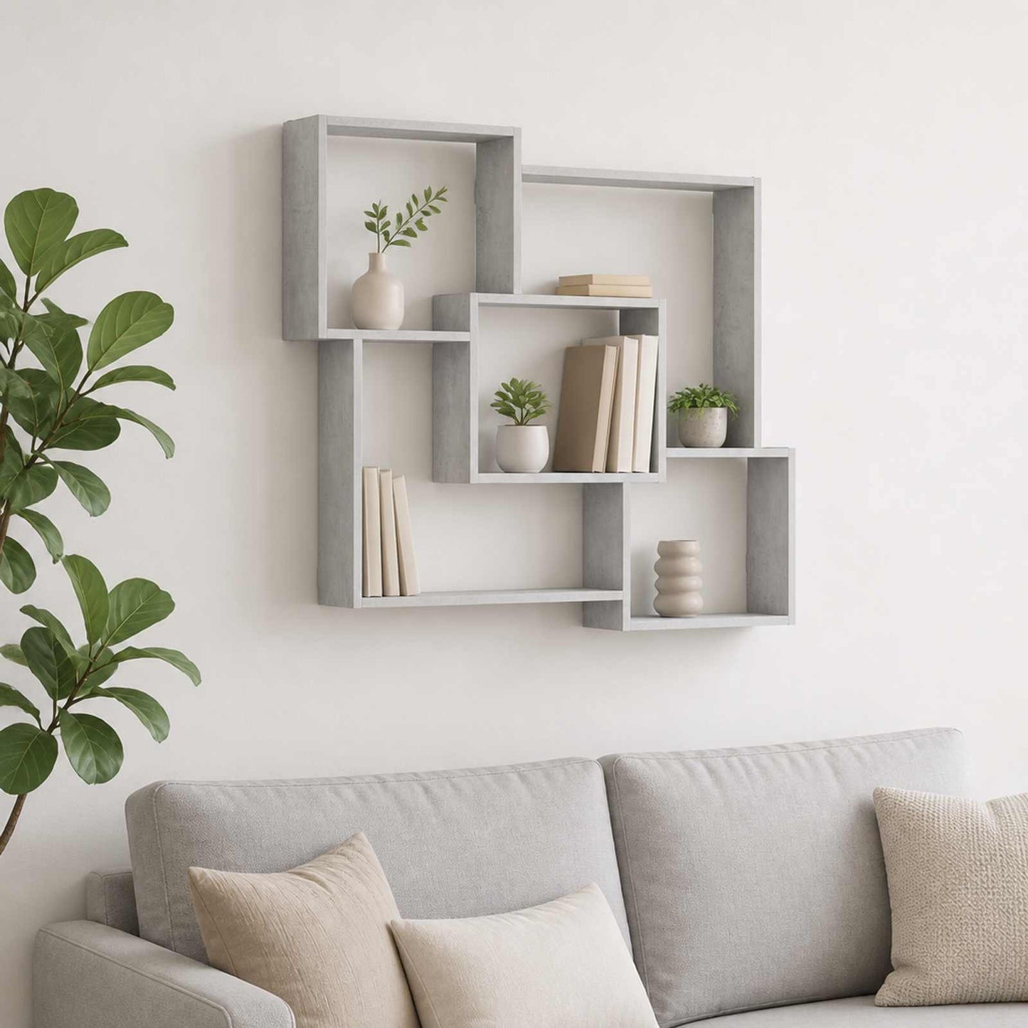 vidaXL Ράφι Τοίχου Γκρι Σκυροδέματος 98 x 17 x 91 cm