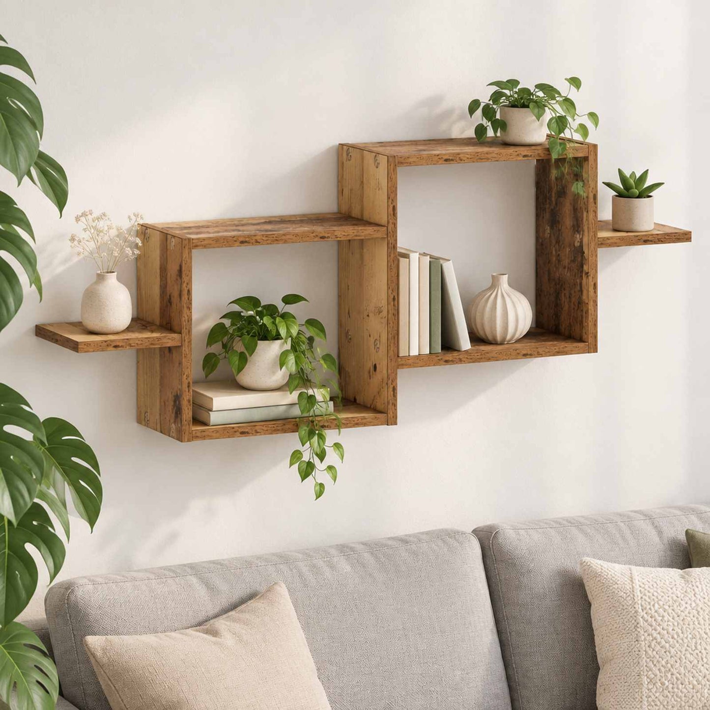 vidaXL Ράφι Τοίχου Παλαιωμένο ξύλο 95 x 17 x 37 cm Επεξεργασμένο Ξύλο