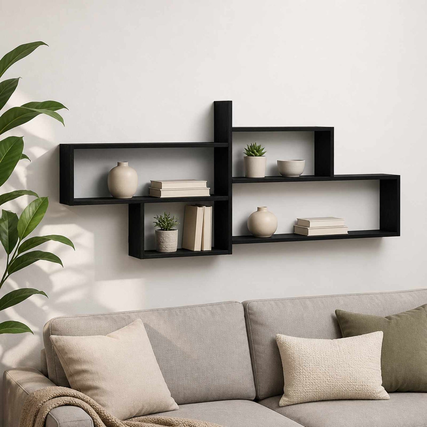 vidaXL Ράφι Τοίχου Μαύρη Δρυς 168.5 x 17 x 68 cm Επεξεργασμένο Ξύλο
