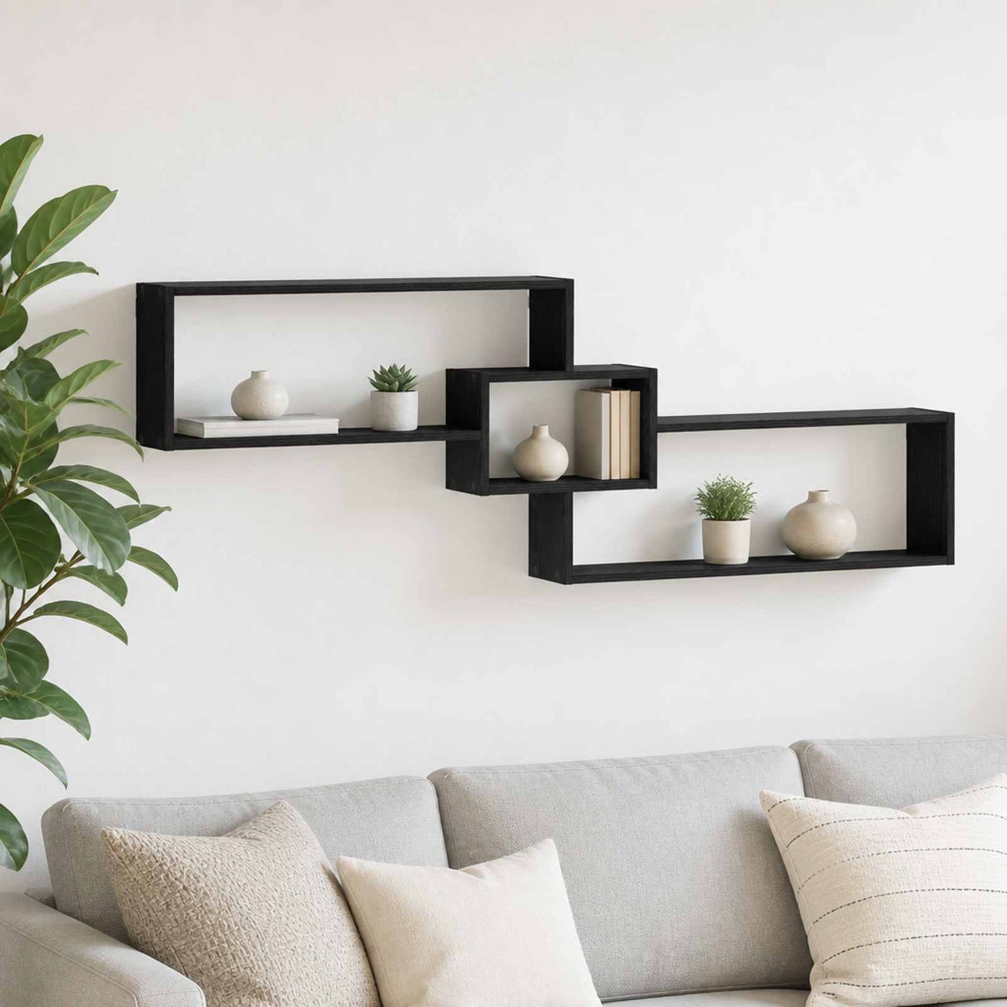 vidaXL Ράφι Τοίχου Μαύρη Δρυς 158 x 17 x 53 εκ. Επεξεργασμένο Ξύλο