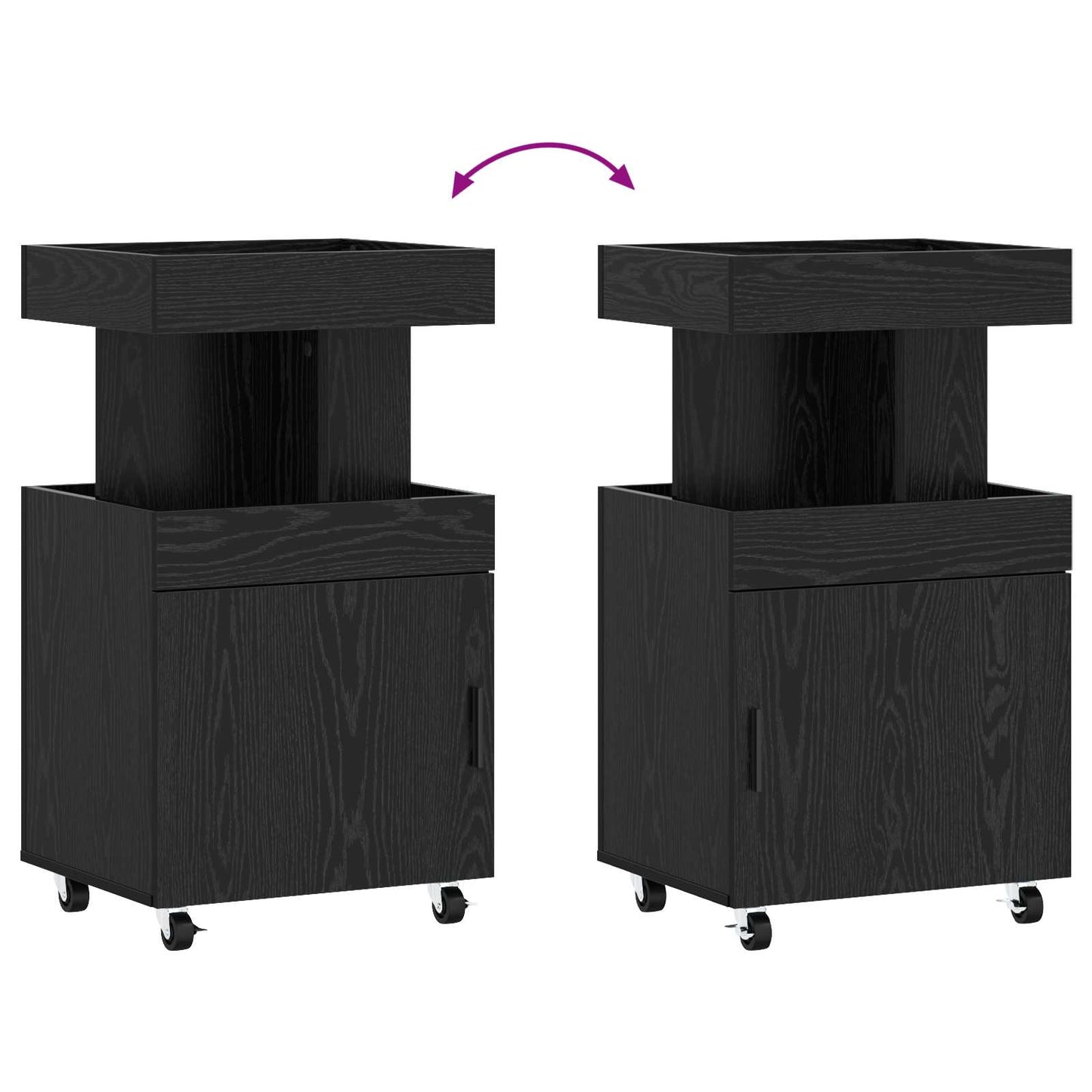 vidaXL Καρότσι μπαρ Μαύρη Δρυς 50 x 41 x 89 cm Επεξεργασμένο Ξύλο