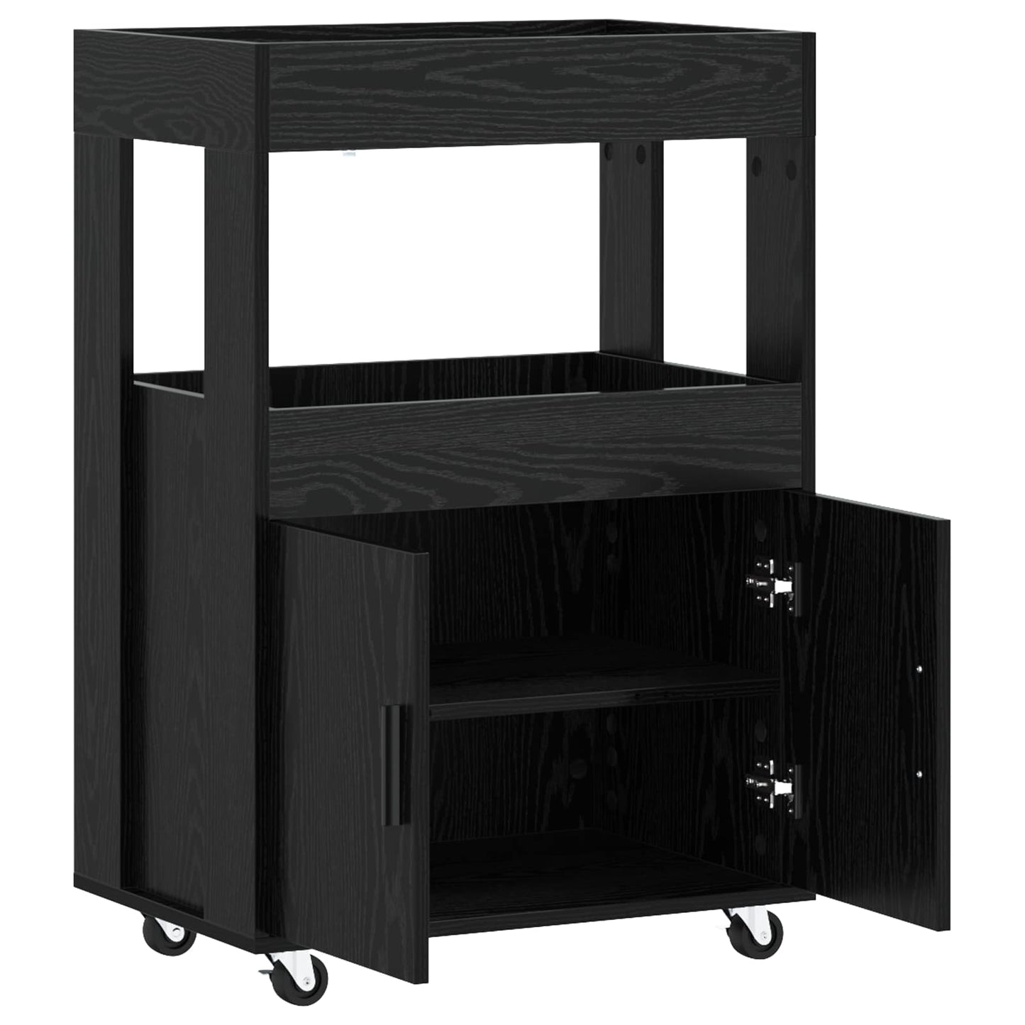 vidaXL Καλάθι Μπαρ Μαύρη Δρυς 60 x 39.5 x 89 εκ. Επεξεργασμένο Ξύλο