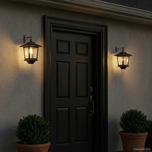 vidaXL Φωτιστικό Τοίχου with LED Bulb 2 τμχ. Μαύρο 19 x 14 x 25 εκ