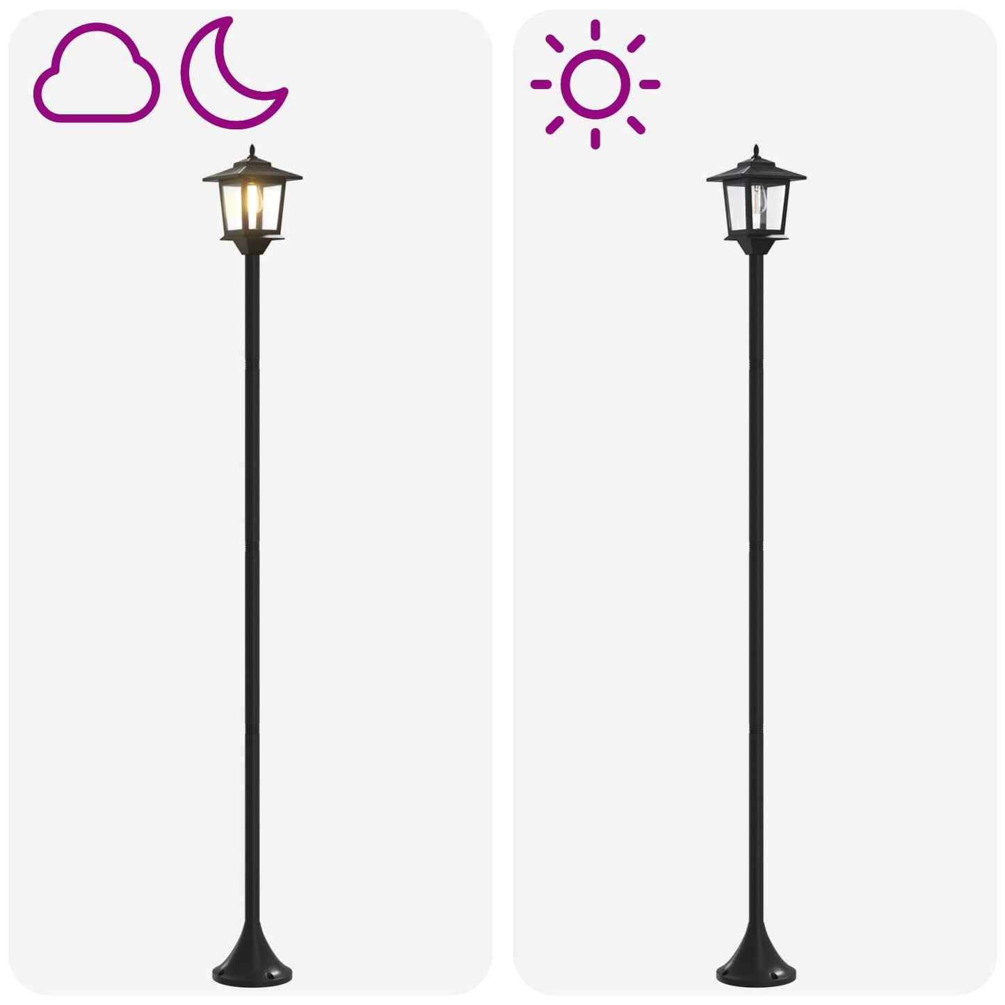 vidaXL Σετ Στύλων Λαμπτήρα with LED Bulb 2 τμχ. Μαύρο 16 x 16 x 156 εκ