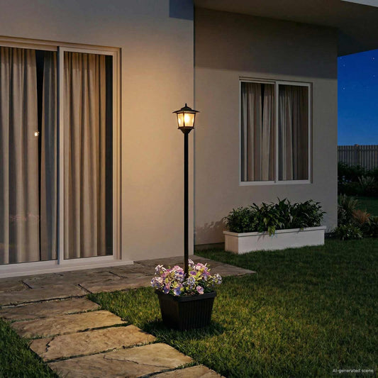 vidaXL Φωτιστικό Στήλης με Γλάστρα Μαύρο 32 x 32 x 158 εκ.