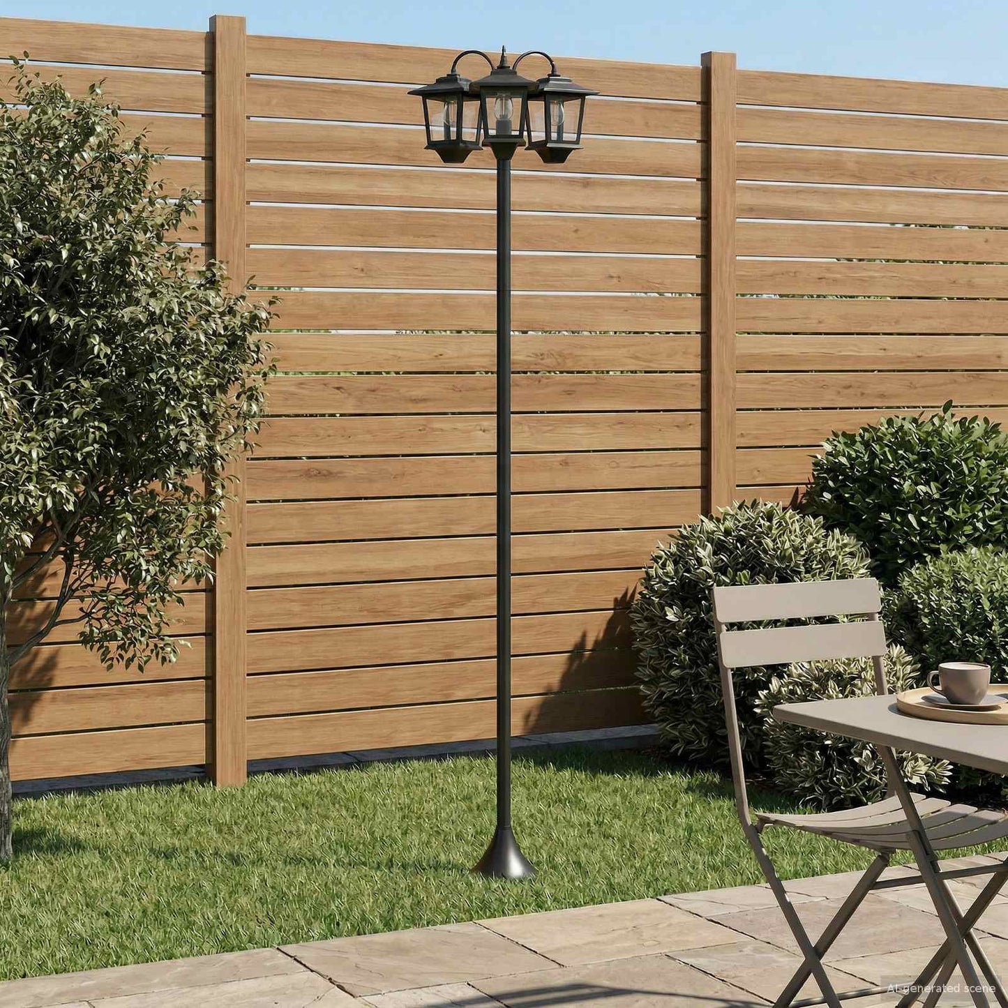 vidaXL Φανάρι 3-κεφαλών Μαύρο 16 x 16 x 187 cm Αλουμίνιο και ABS