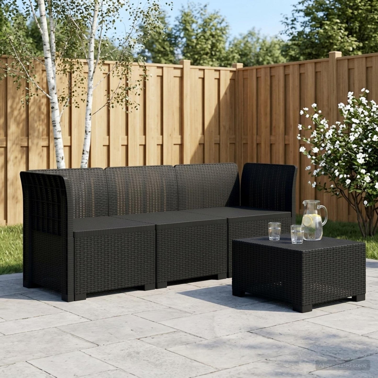 vidaXL Καθιστικό Κήπου 3 Θέσεων Rattan Look PP Ανθρακί