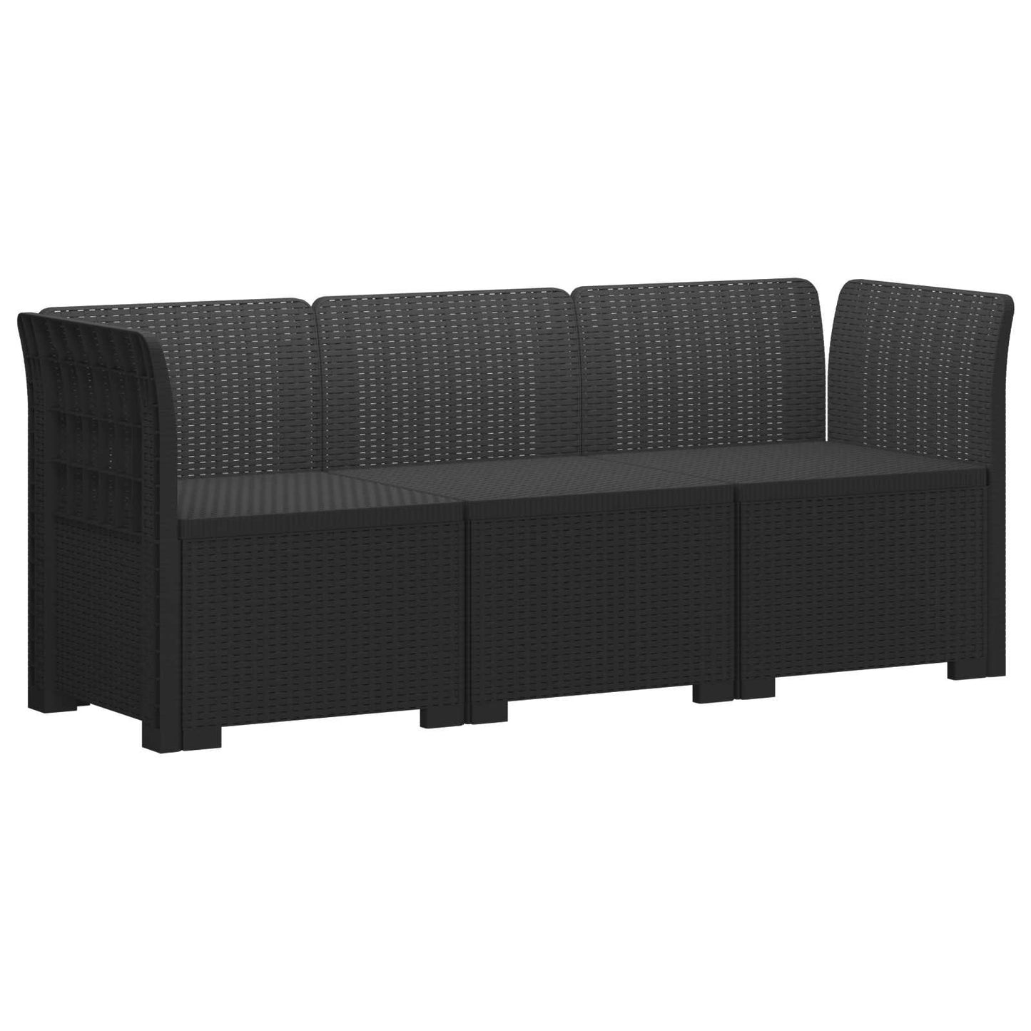 vidaXL Καθιστικό Κήπου 3 Θέσεων Rattan Look PP Ανθρακί