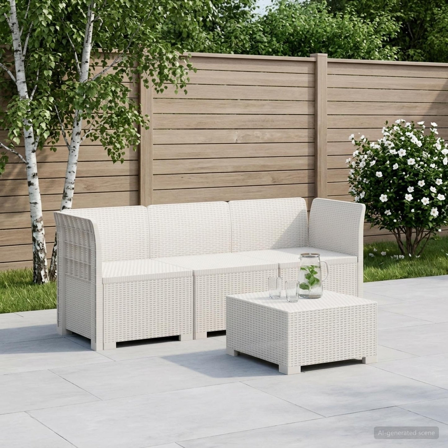 vidaXL Καθιστικό Κήπου 3 Θέσεων Rattan Look 3-θέσιο PP Λευκό