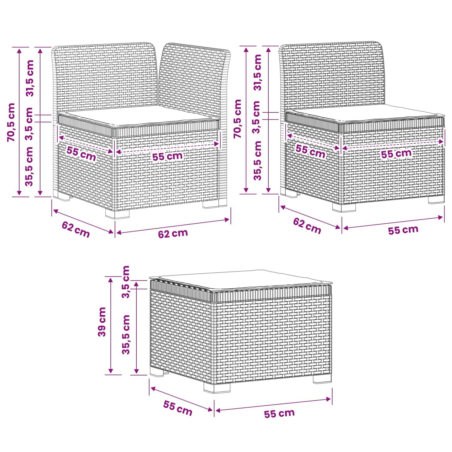 vidaXL Καναπές Κήπου 4 Θέσεων με Μαξιλάρια Ρατάν PP Ανθρακί