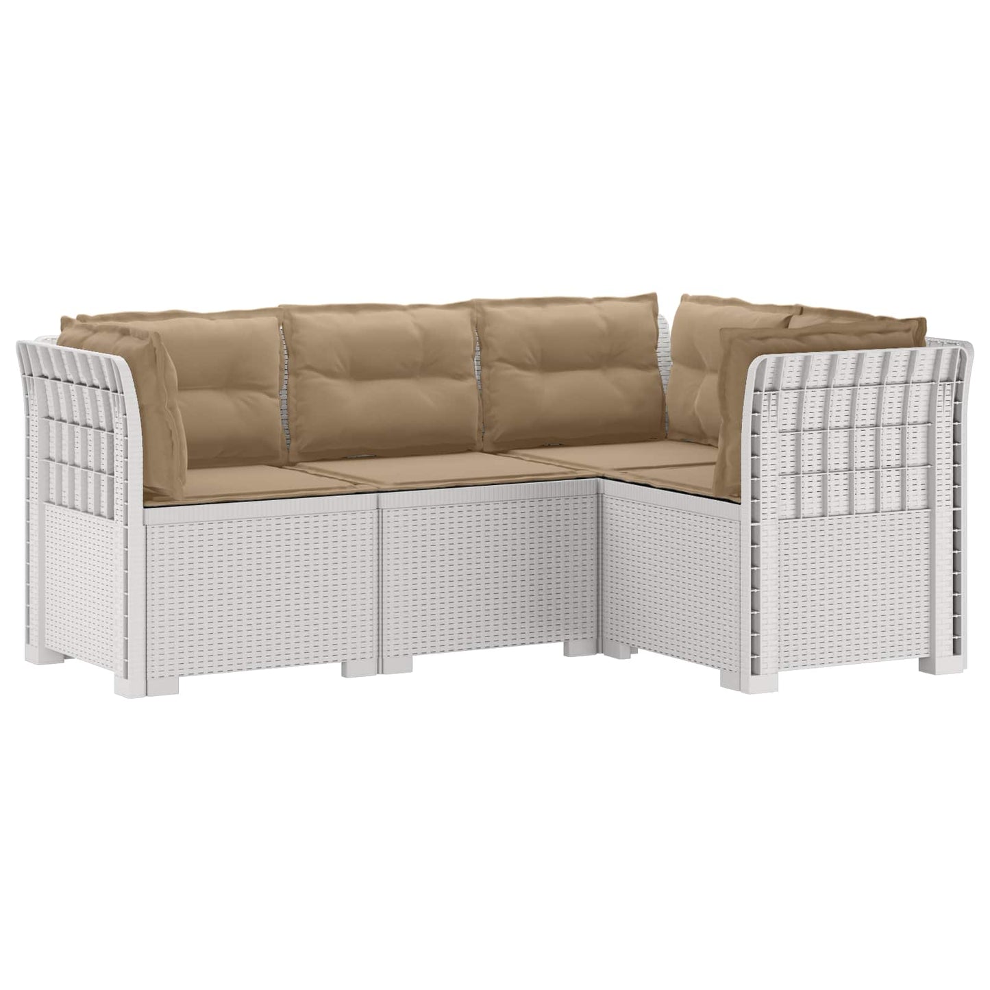 vidaXL Καλοκαίρι Καναπές Κήπου 4 Θέσεων με Μαξιλάρια σε Ρατάν PP Λευκό