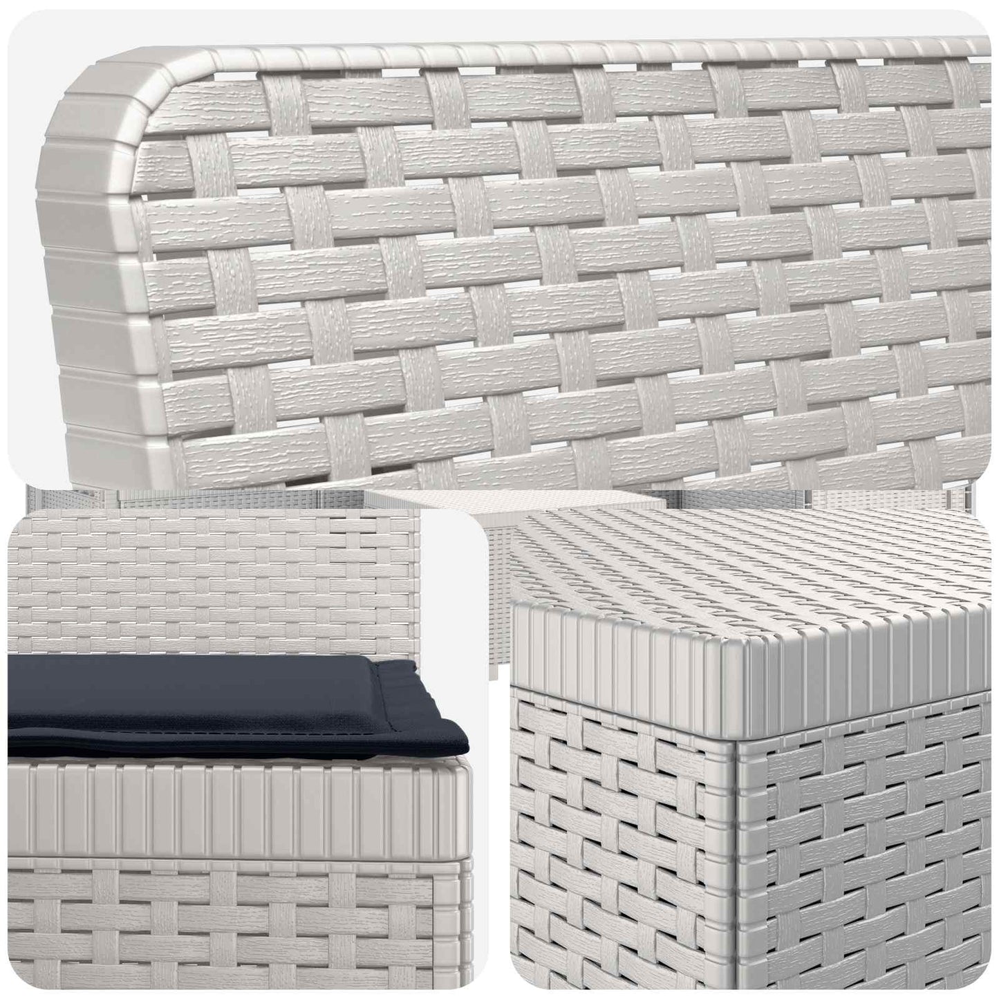 vidaXL Καναπές Κήπου 7 Θέσεων με Μαξιλάρια Μοτίβο Ράτταν PP Λευκό