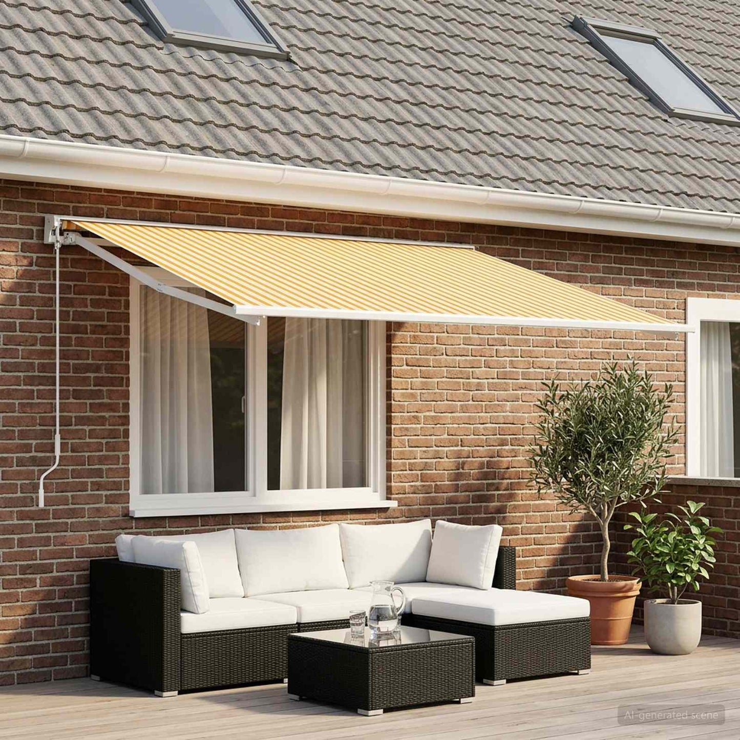 vidaXL Ύφασμα αντικατάστασης τέντας Κίτρινο και Λευκό 500 x 350 εκ