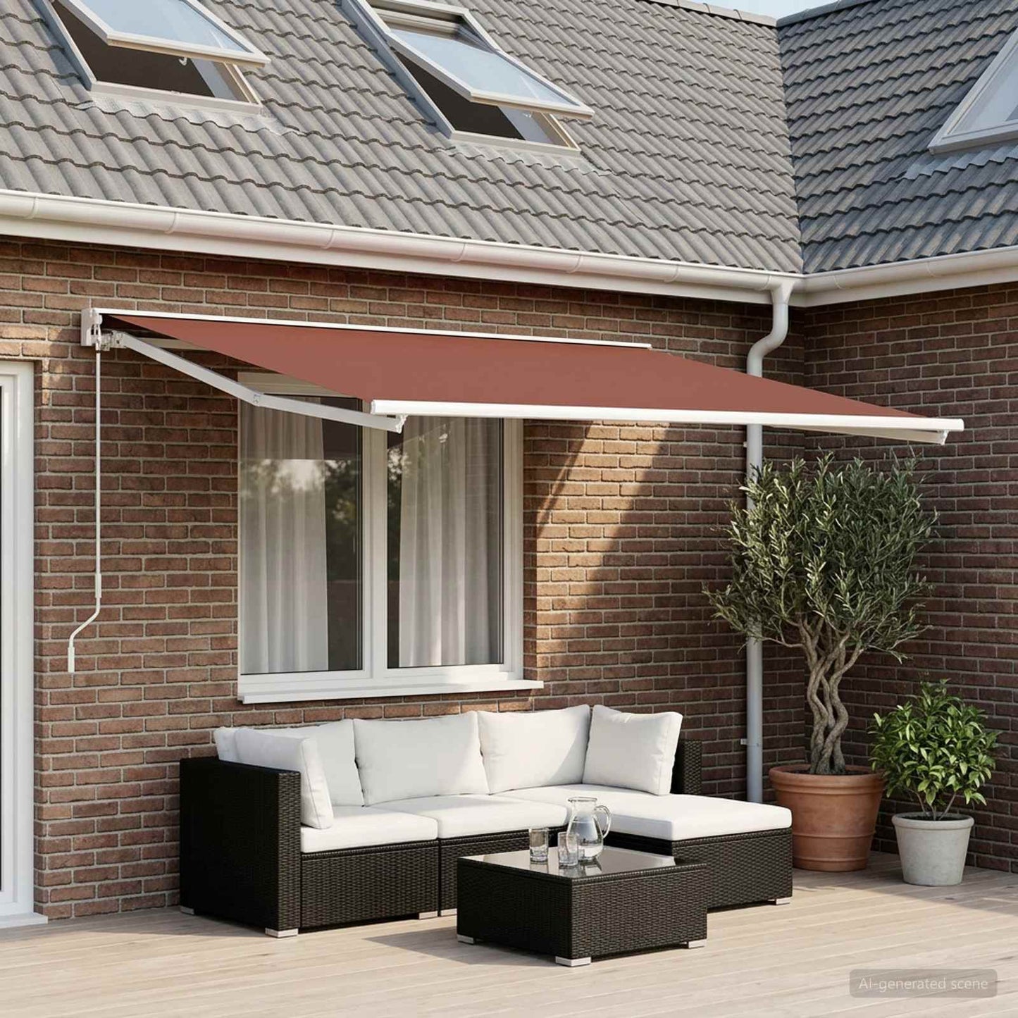 vidaXL Ύφασμα αντικατάστασης τέντας Καφέ 350 x 200 cm Πολυεστέρας