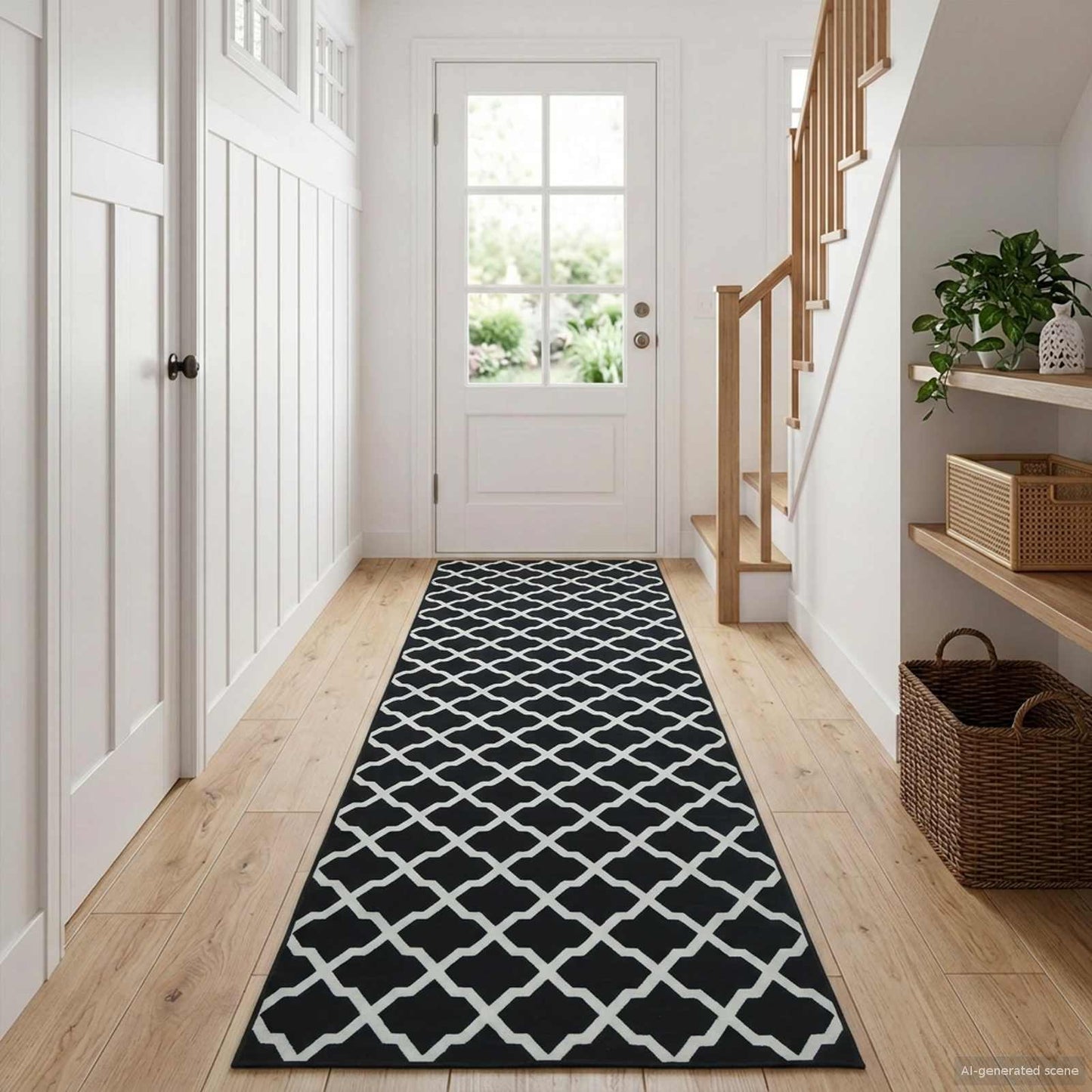 vidaXL Χαλί Runner LESAKA Μαύρο και λευκό 50 x 150 cm