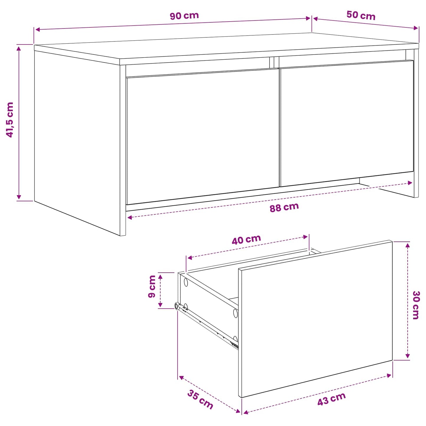 vidaXL Τραπεζάκι σαλονιού Ξύλο δρυός 90 x 50 x 41,5 εκ. τεχνητό ξύλο