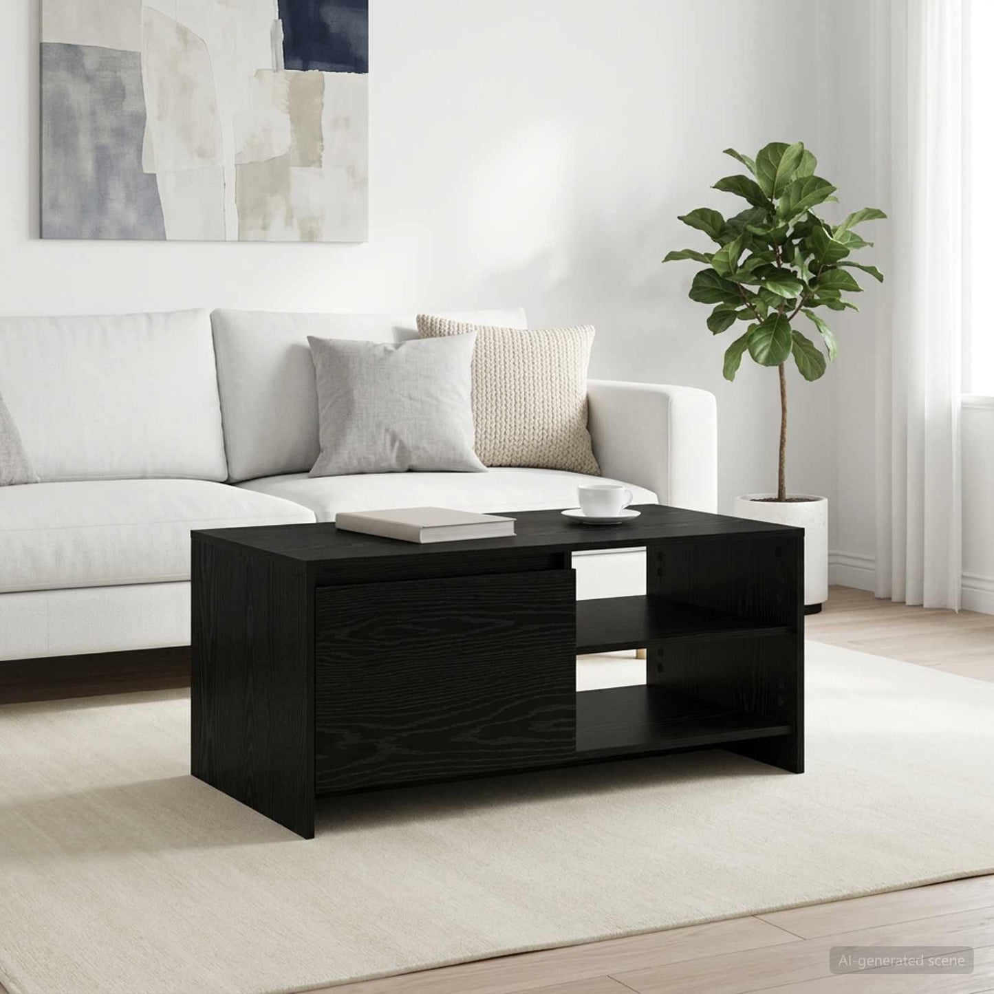 vidaXL Τραπεζάκι σαλονιού Μαύρη Δρυς 102 x 50 x 45 cm