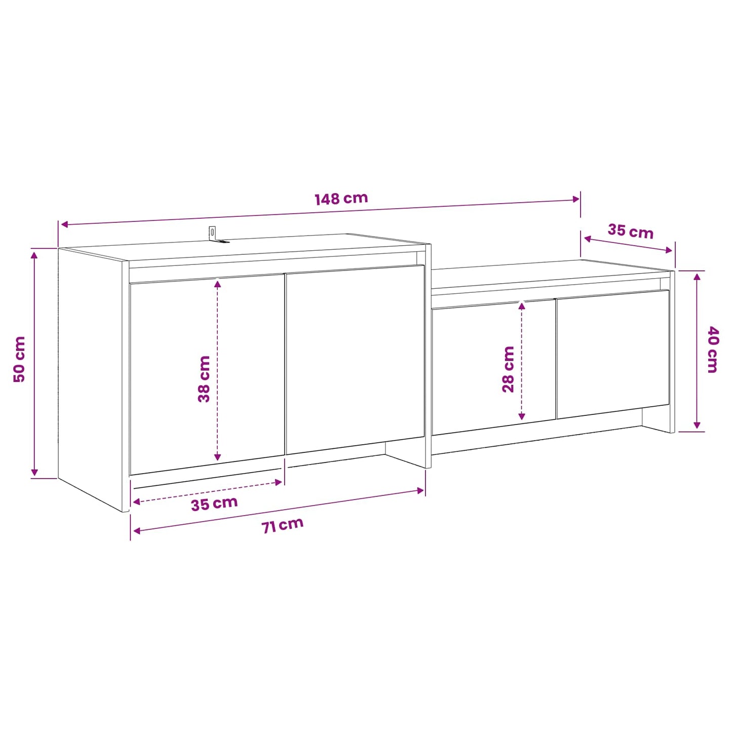 vidaXL Ντουλάπι TV 147 x 35 x 50 εκ. Παλαιωμένο ξύλο