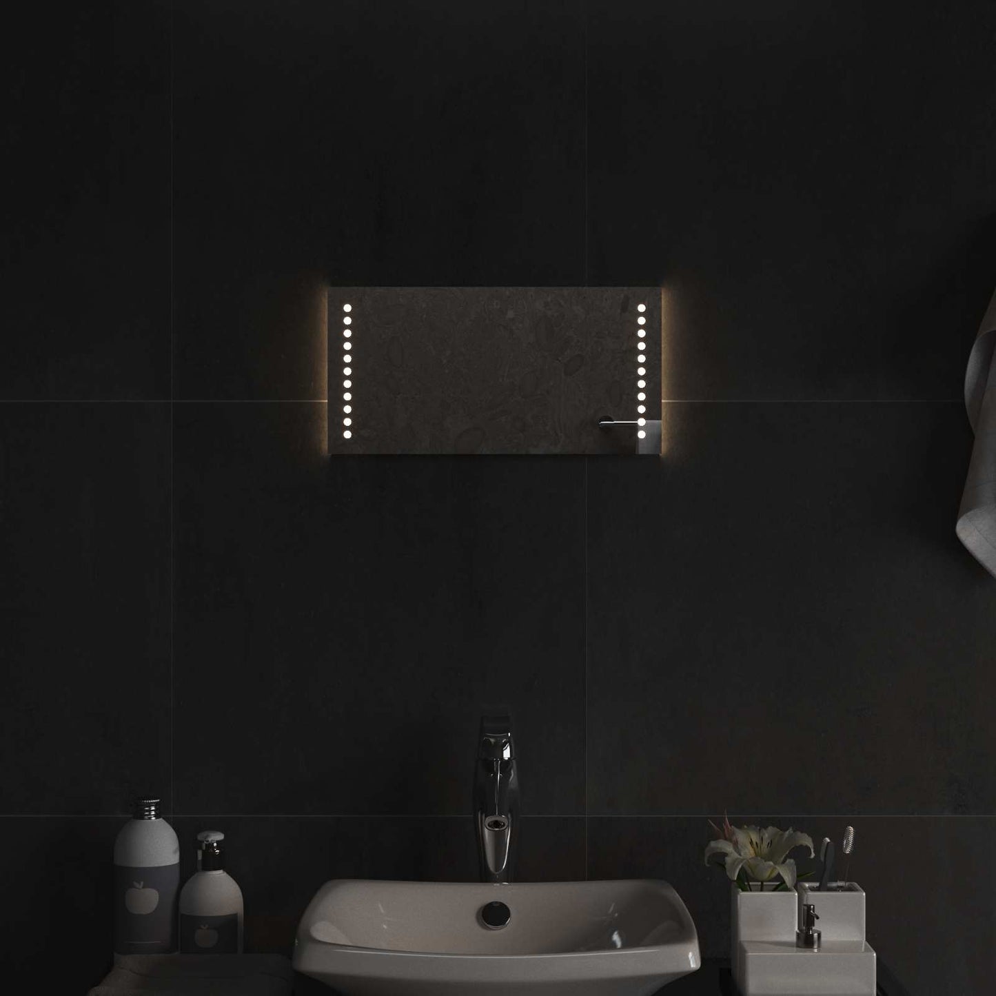 vidaXL Καθρέφτης μπάνιου LED Διαφανές 40 x 20 cm σκληρυμένο γυαλί