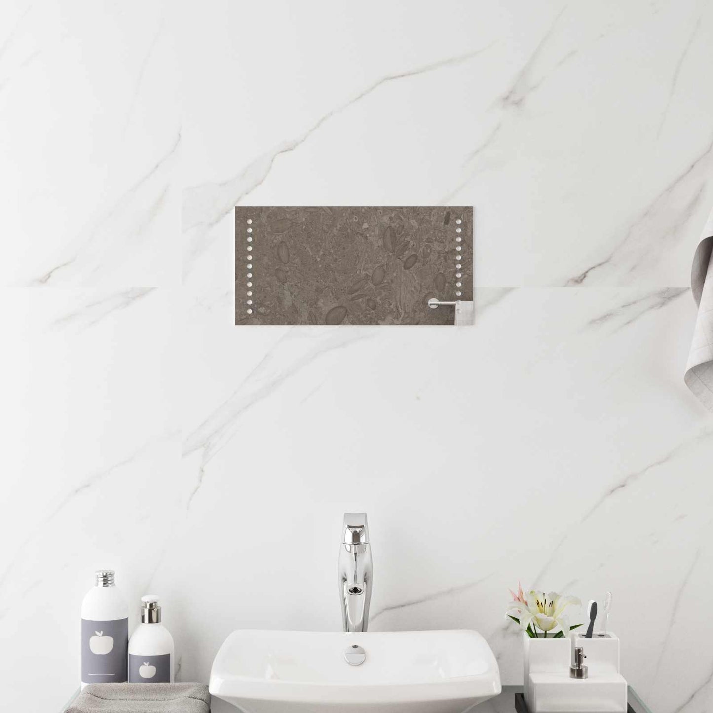 vidaXL Καθρέφτης μπάνιου LED Διαφανές 40 x 20 cm σκληρυμένο γυαλί