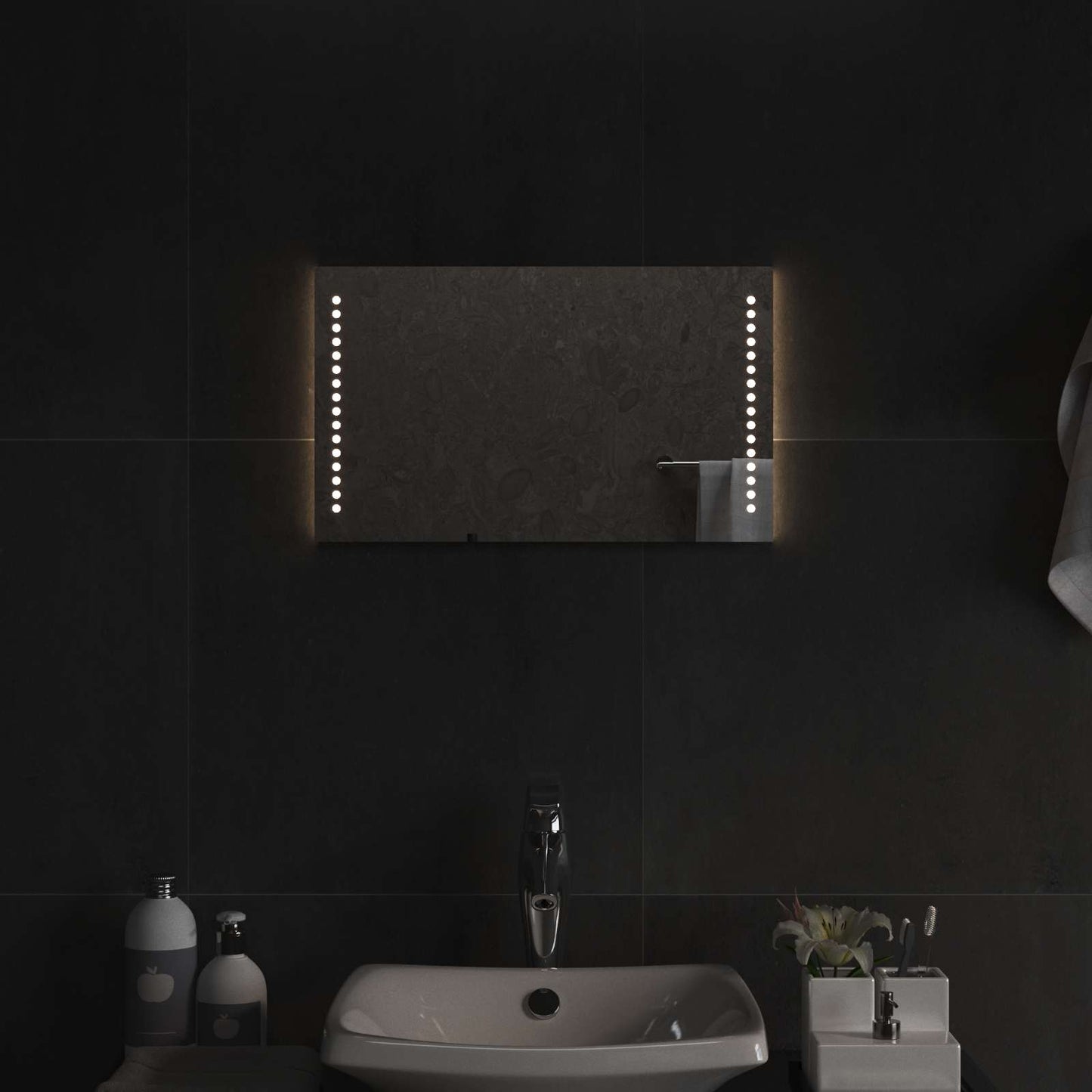 vidaXL Καθρέφτης μπάνιου LED Διαφανές 50 x 30 cm σκληρυμένο γυαλί