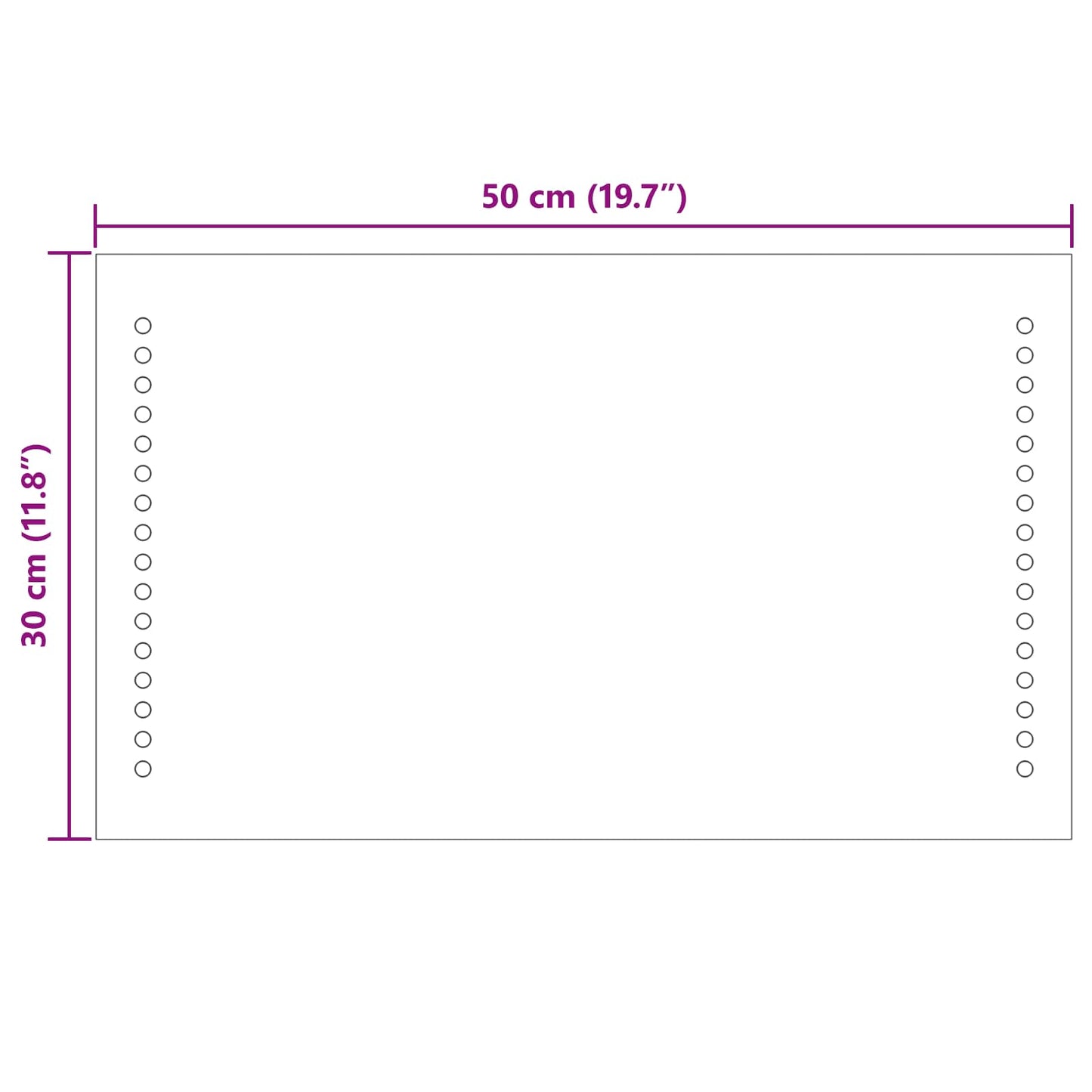 vidaXL Καθρέφτης μπάνιου LED Διαφανές 50 x 30 cm σκληρυμένο γυαλί