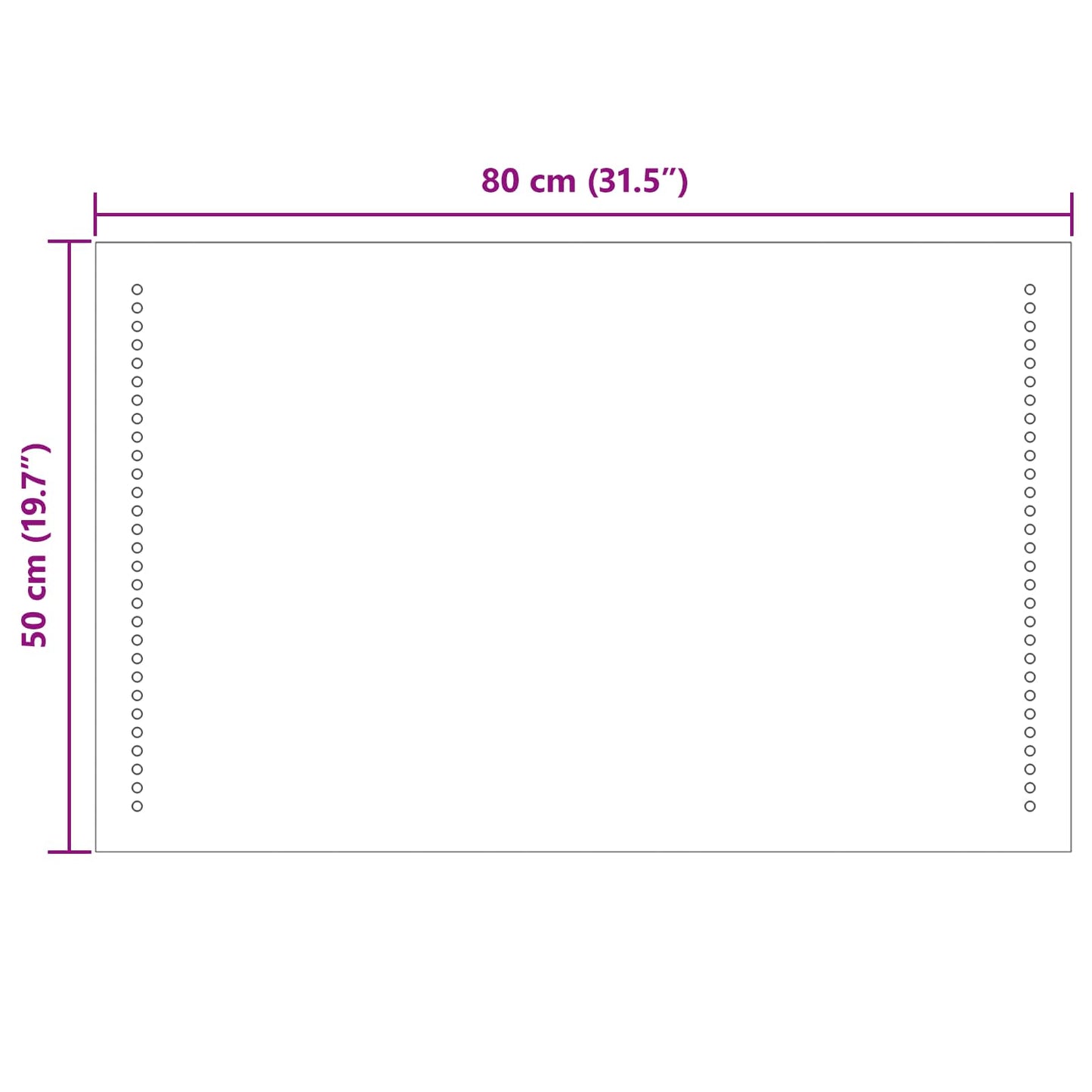 vidaXL Καθρέφτης μπάνιου LED Διαφανές 80 x 50 cm σκληρυμένο γυαλί