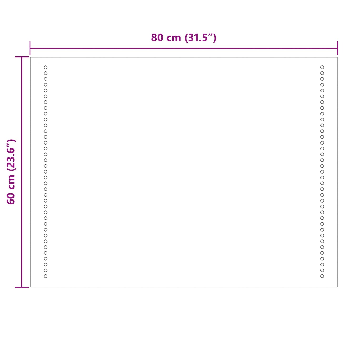 vidaXL Καθρέφτης μπάνιου LED Διαφανές 80 x 60 cm σκληρυμένο γυαλί