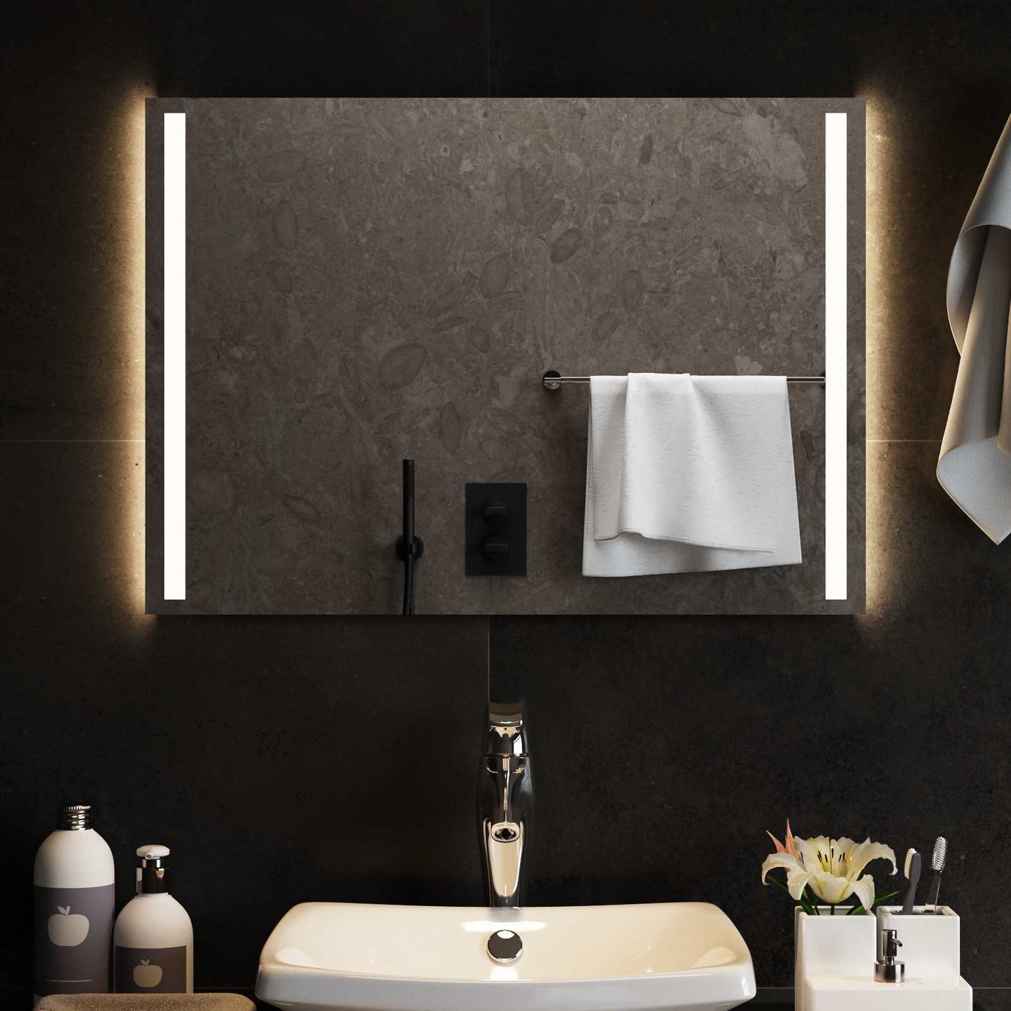 vidaXL Καθρέφτης μπάνιου LED Διαφανές 70 x 50 cm σκληρυμένο γυαλί