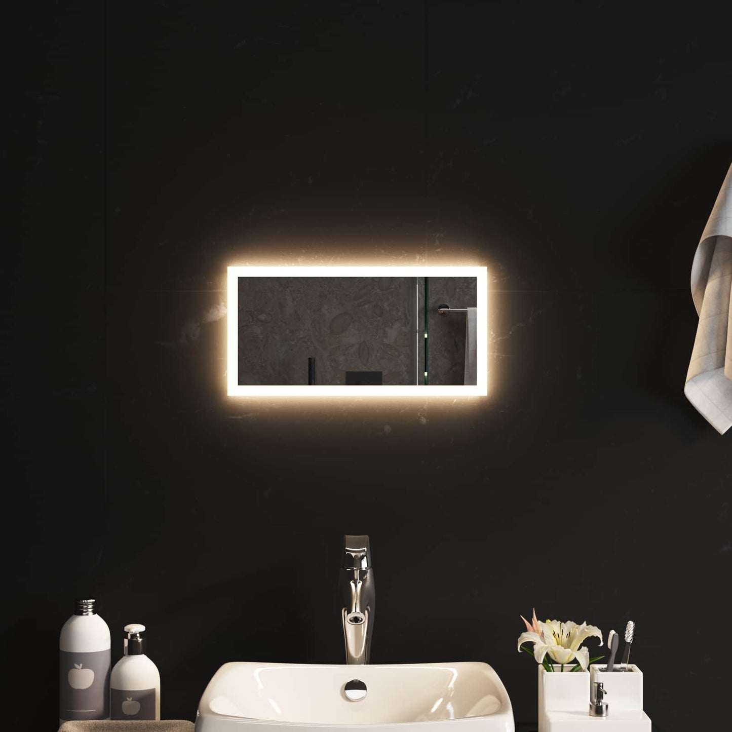 vidaXL Καθρέφτης μπάνιου LED Διαφανές 40 x 20 cm σκληρυμένο γυαλί