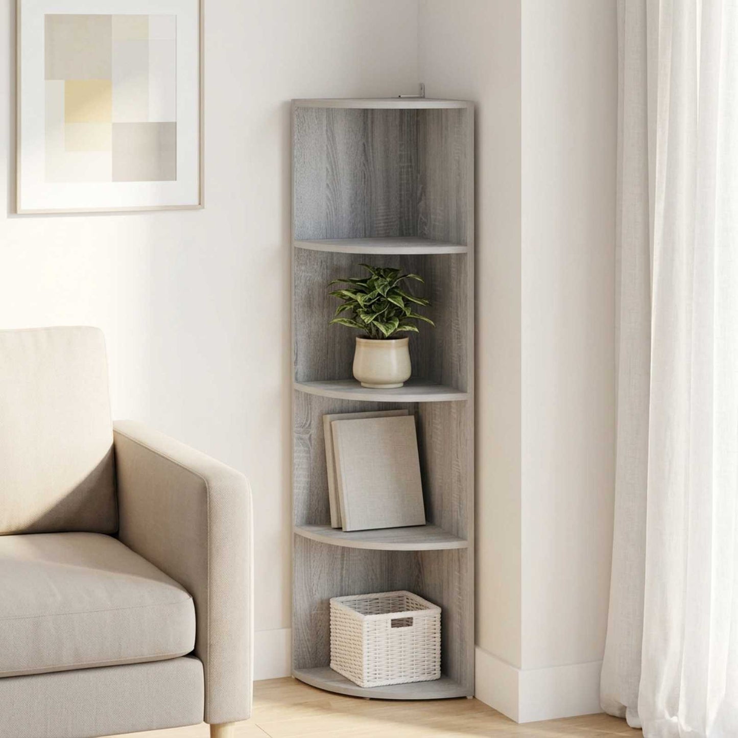 vidaXL Γωνιακό ράφι 4 επίπεδα 31,5 x 31 x 130 εκ Επεξεργασμένο Ξύλο