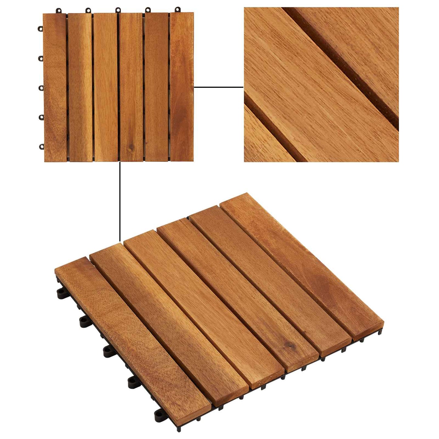 vidaXL Πλάκα Κατασκευής 30 pcs Καφέ 30 x 30 cm Ξύλο Ακακίας