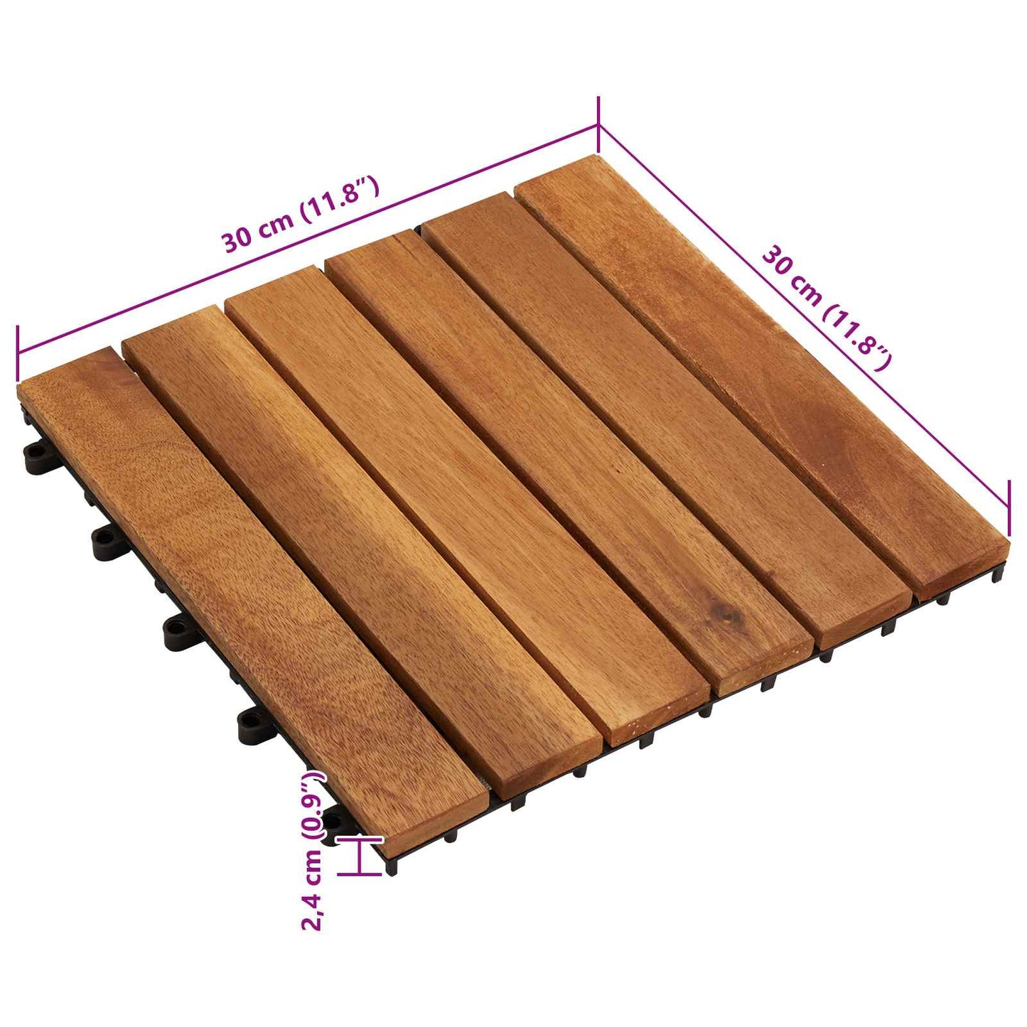 vidaXL Πλάκα Κατασκευής 30 pcs Καφέ 30 x 30 cm Ξύλο Ακακίας