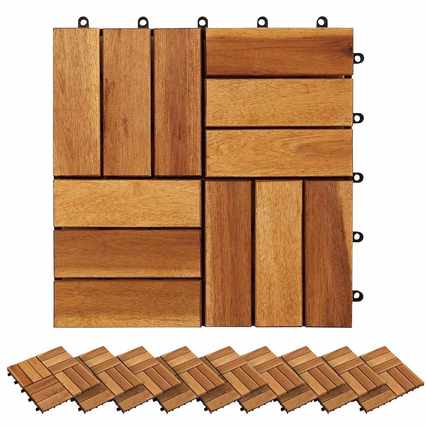 vidaXL Πλάκα Κατασκευής 20 pcs Καφέ 30 x 30 cm Ξύλο Ακακίας