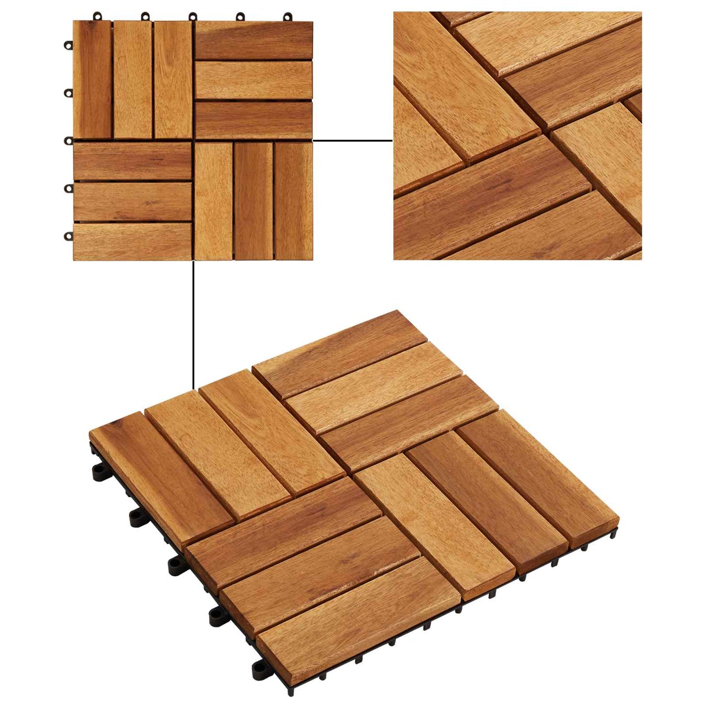 vidaXL Πλάκα Κατασκευής 30 pcs Καφέ 30 x 30 cm Ξύλο Ακακίας
