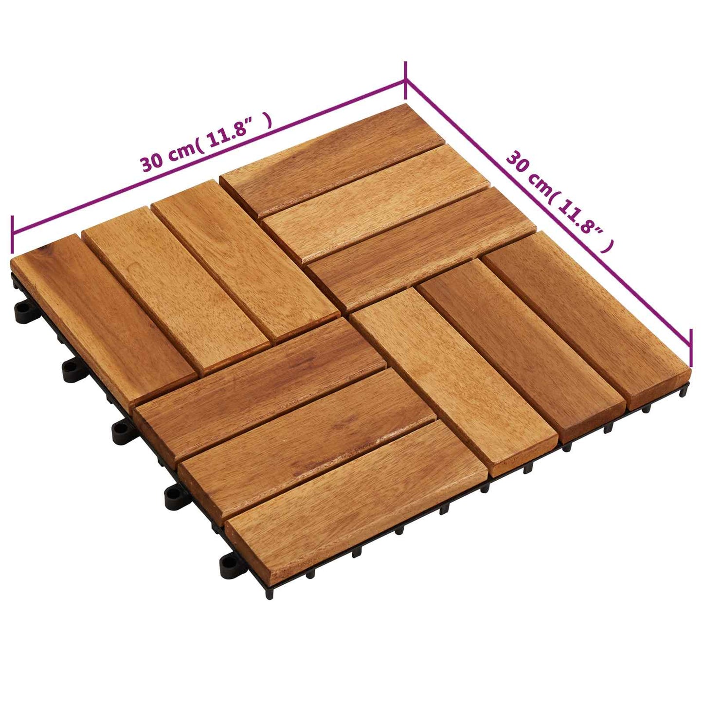 vidaXL Πλάκα Κατασκευής 30 pcs Καφέ 30 x 30 cm Ξύλο Ακακίας