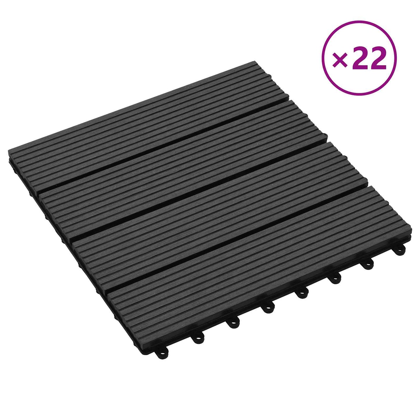 vidaXL Πλάκα Κατασκευής 22 pcs Μαύρο 30 x 30 cm WPC