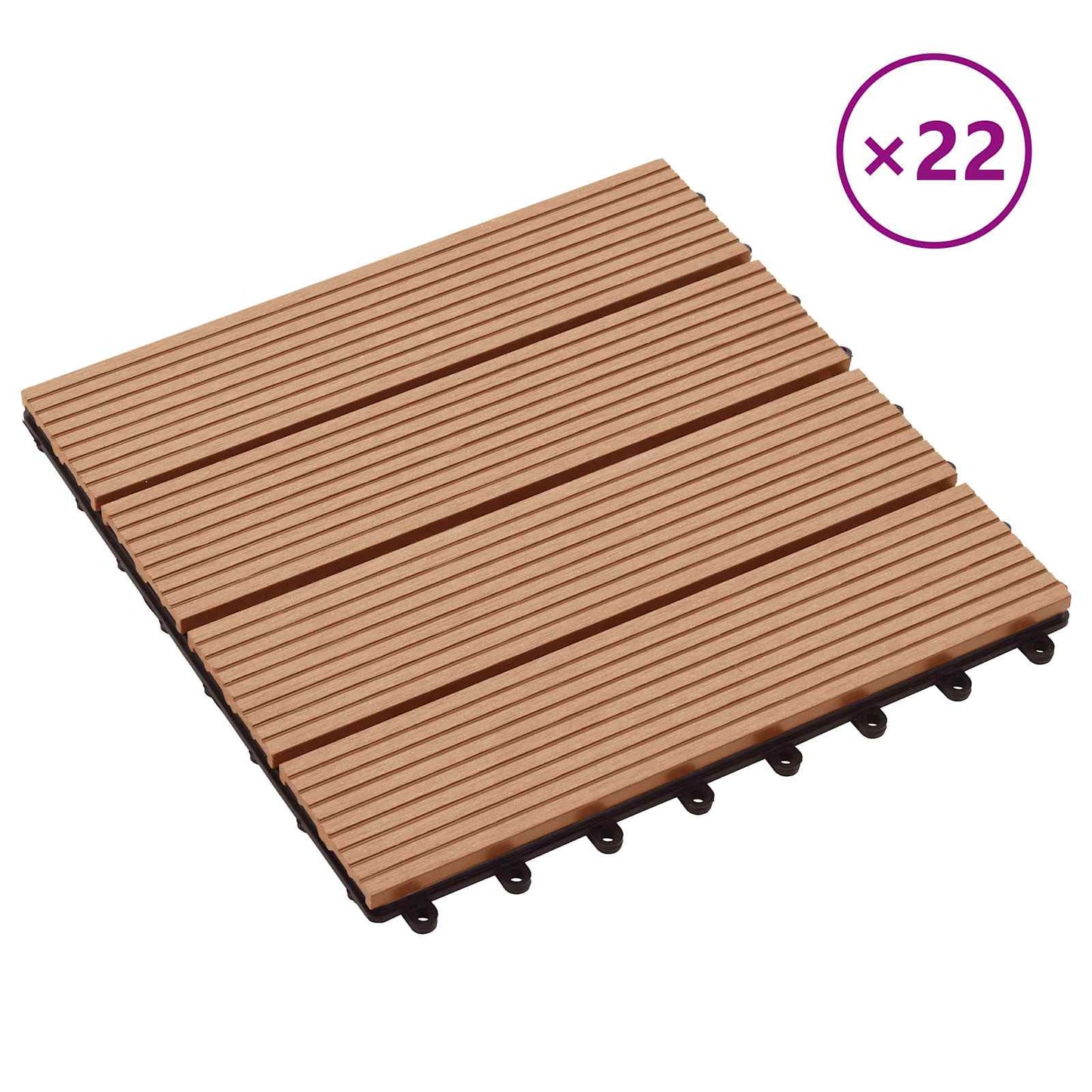 vidaXL Πλάκα Κατασκευής 22 pcs Ξύλο teak 30 x 30 cm WPC