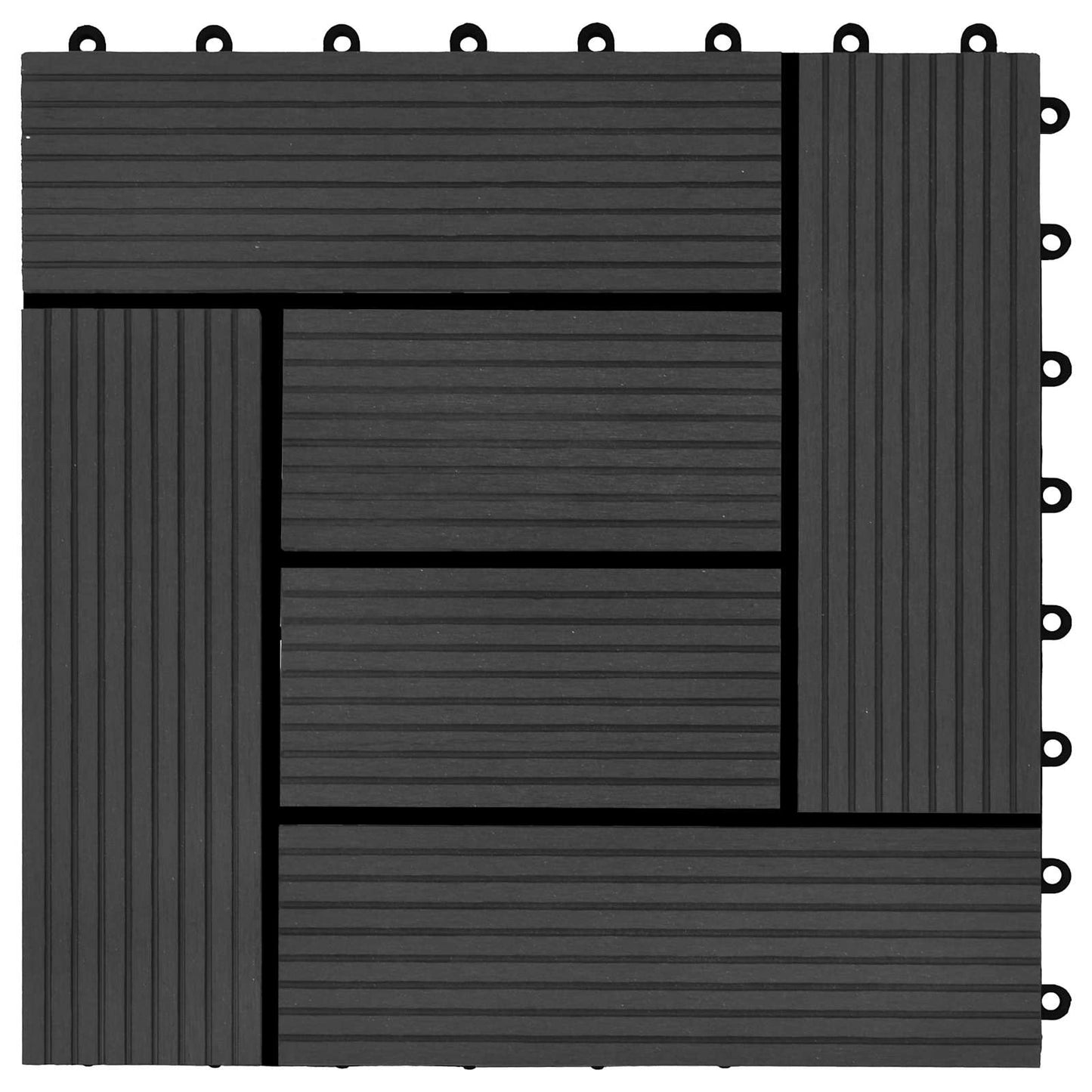 vidaXL Πλάκα Κατασκευής 22 pcs Μαύρο 30 x 30 cm WPC