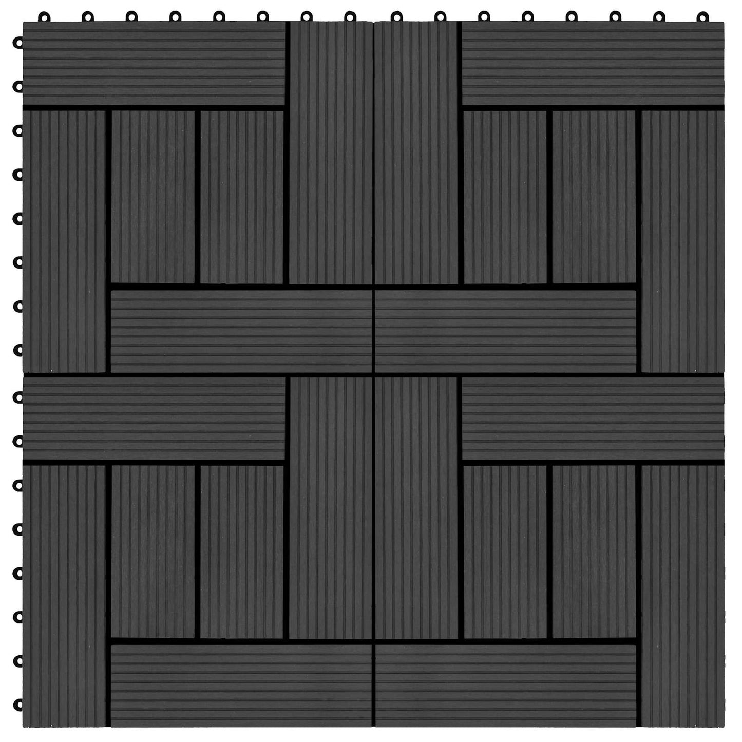vidaXL Πλάκα Κατασκευής 22 pcs Μαύρο 30 x 30 cm WPC