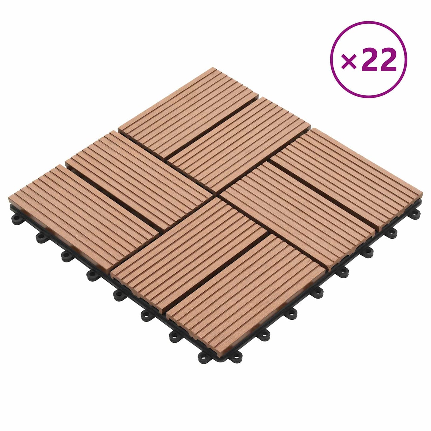 vidaXL Πλάκα Κατασκευής 22 pcs Καφέ 30 x 30 cm WPC